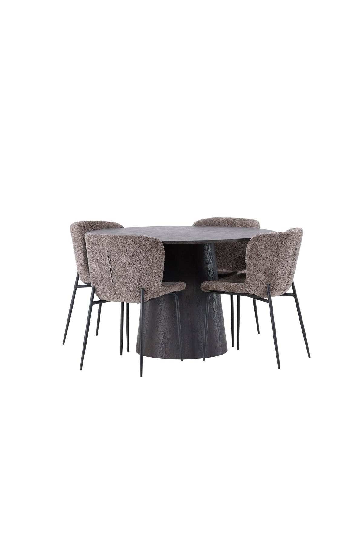 Lanzo Esszimmerset + Modesto ⌀120cm/4St. in Braun / Schwarz / Dunkelgrau präsentiert im Onlineshop von KAQTU Design AG. Esszimmerset ist von Venture Home