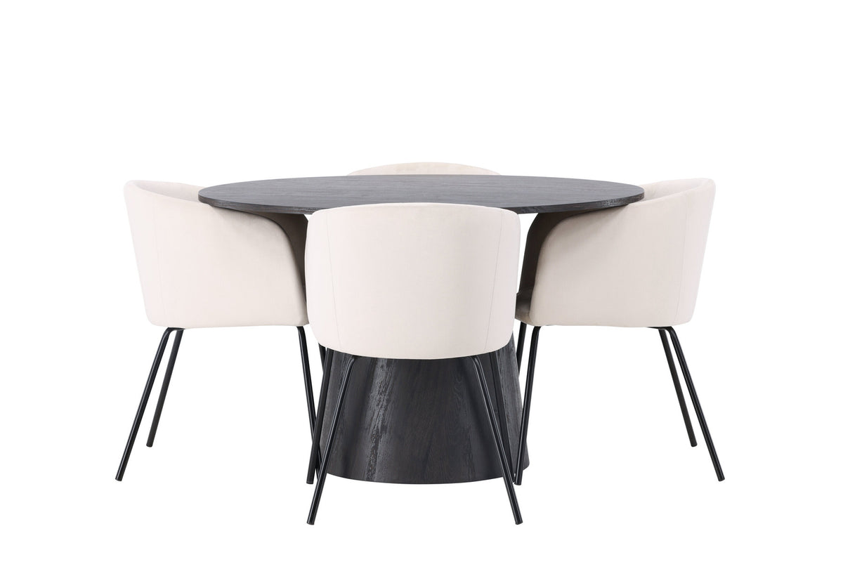 Lanzo Esszimmerset + Berit ⌀120cm/4St. in Braun / Schwarz präsentiert im Onlineshop von KAQTU Design AG. Esszimmerset ist von Venture Home