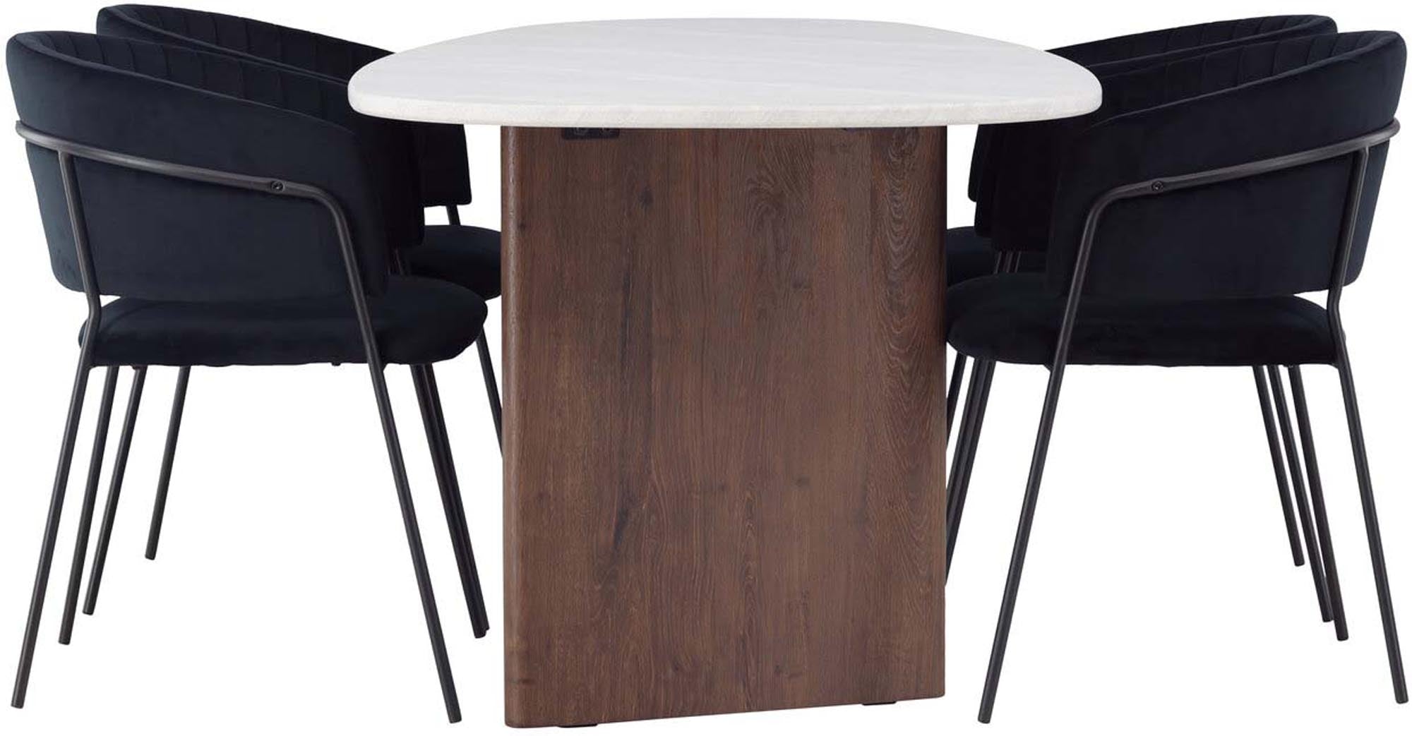 Stilvolles Grönvik Esszimmerset mit ovalem Tisch und luxuriösen Selma Stühlen für einladende Esszimmermomente.