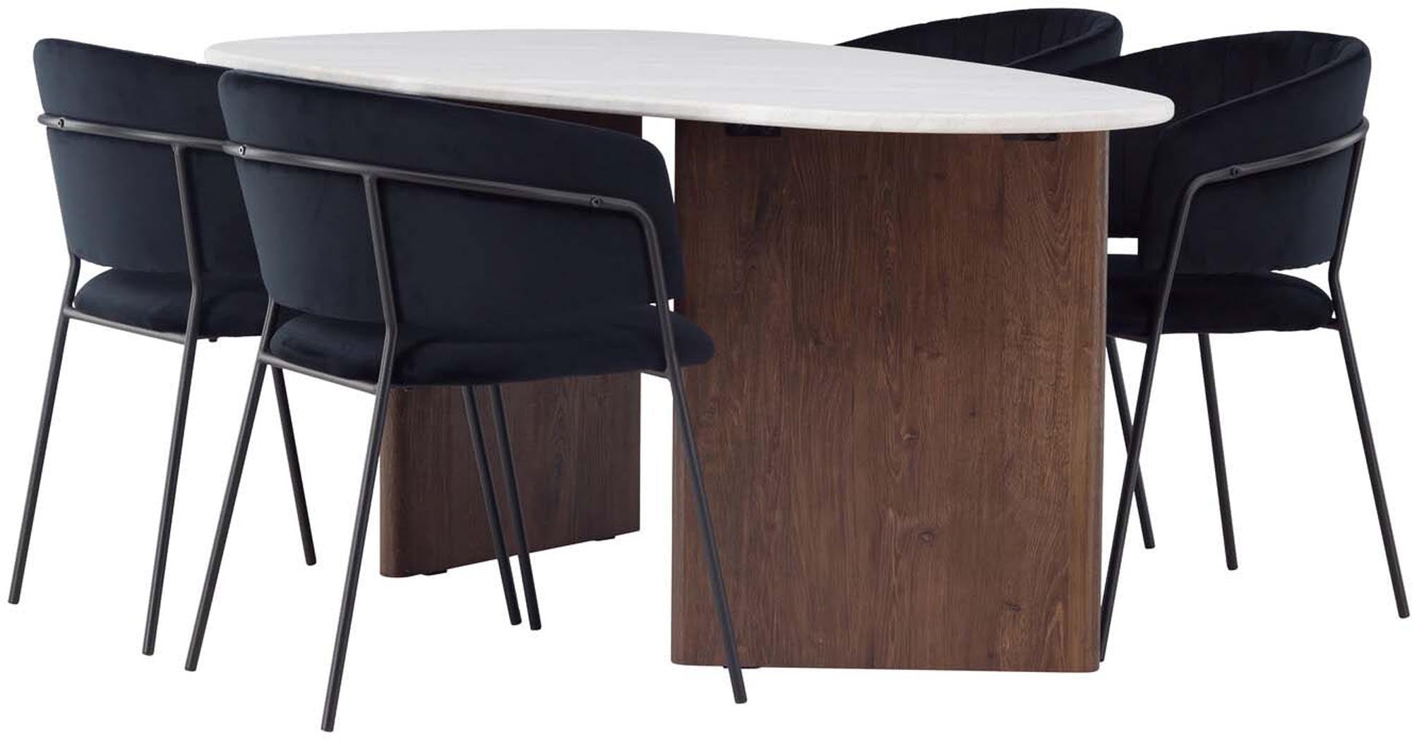 Modernes Grönvik Esszimmerset mit 4 Selma Stühlen von Venture Home.