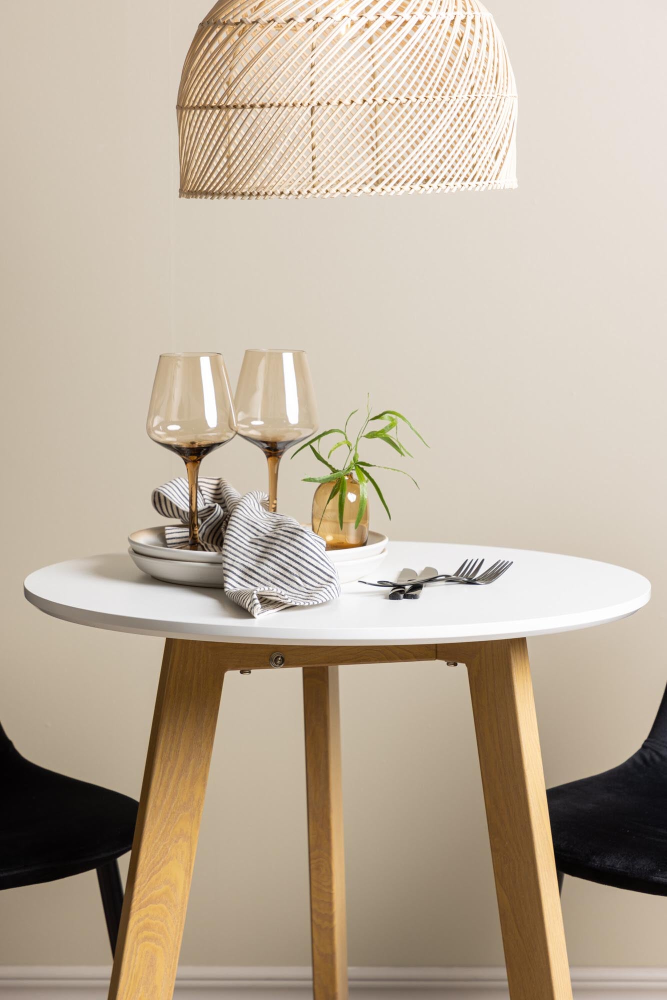 Elegantes Esszimmerset Leonora + Polar, 65cm, 2 gepolsterte Stühle, perfekt für kleine Küchen. Hochwertiges Design von Venture Home!