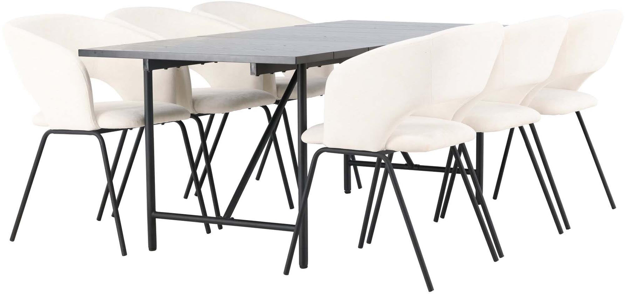 Elegantes Esszimmerset für 6 Personen: Der Astrid Tisch und die Day-Stühle vereinen Komfort und Stil für gesellige Abende.