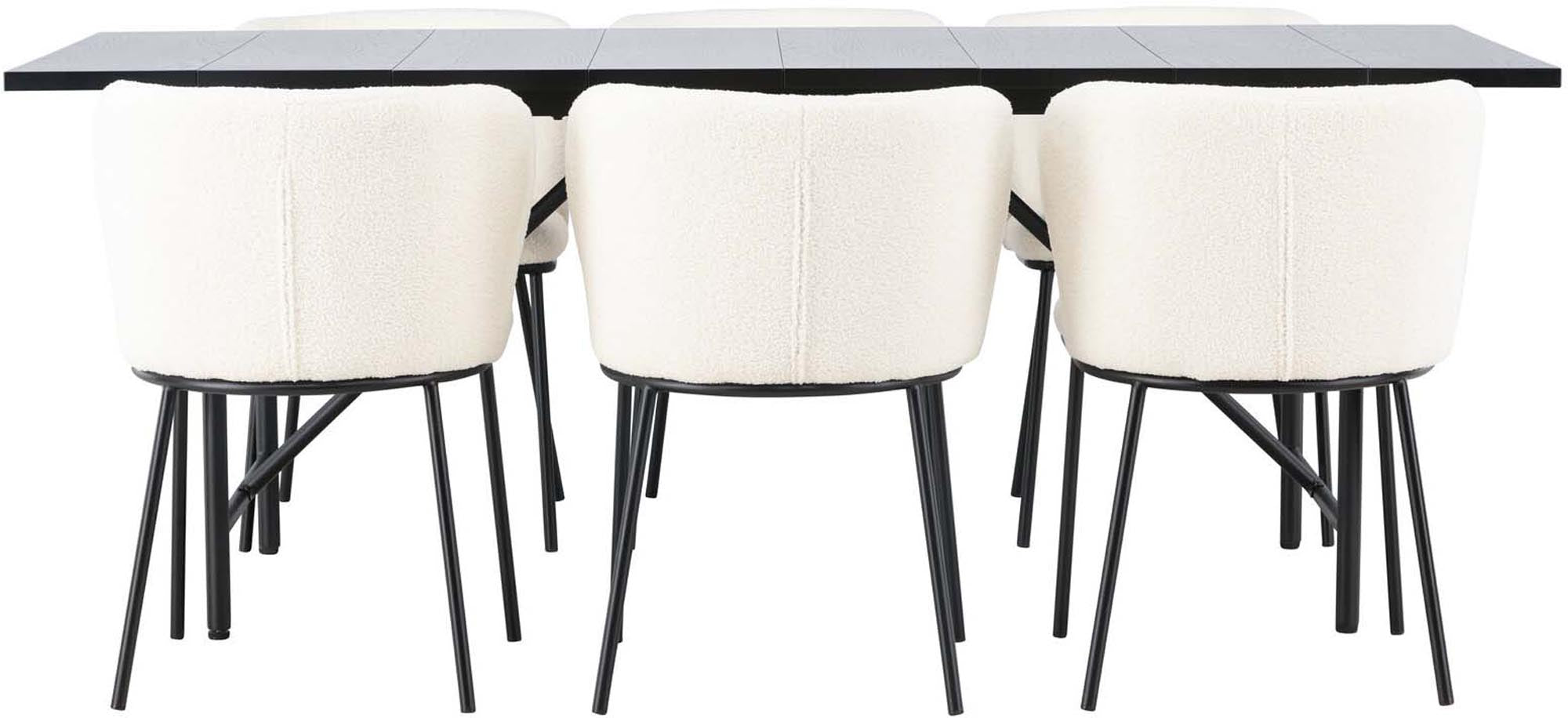 Entdecken Sie das stilvolle Astrid Esszimmerset + Edina 200cm/6St. von Venture Home. Skandinavisches Design, Komfort und Eleganz für Ihr Esszimmer.