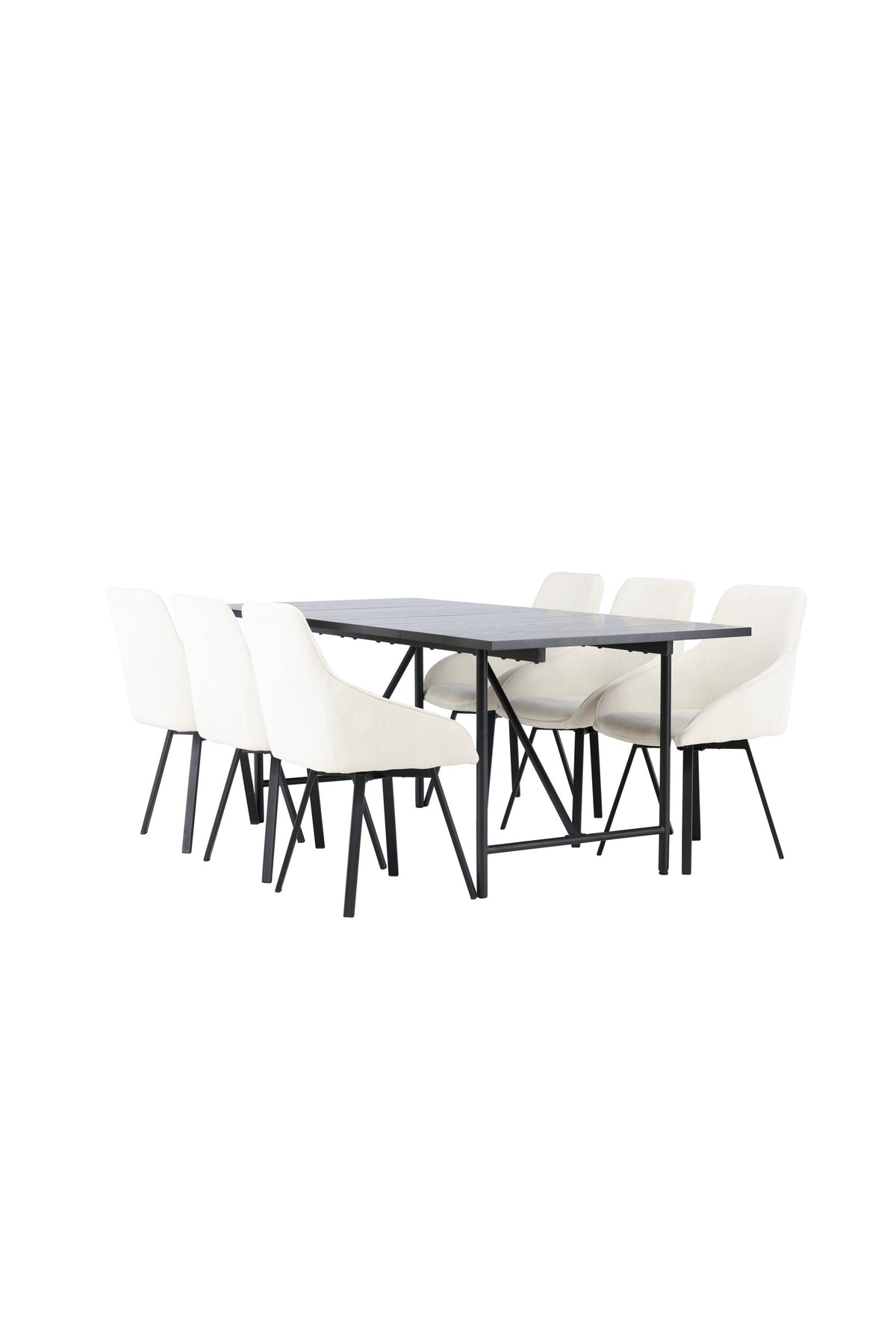 Astrid Esszimmerset + Rosie 200cm/6St. in Beige, Schwarz präsentiert im Onlineshop von KAQTU Design AG. Esszimmerset ist von Venture Home