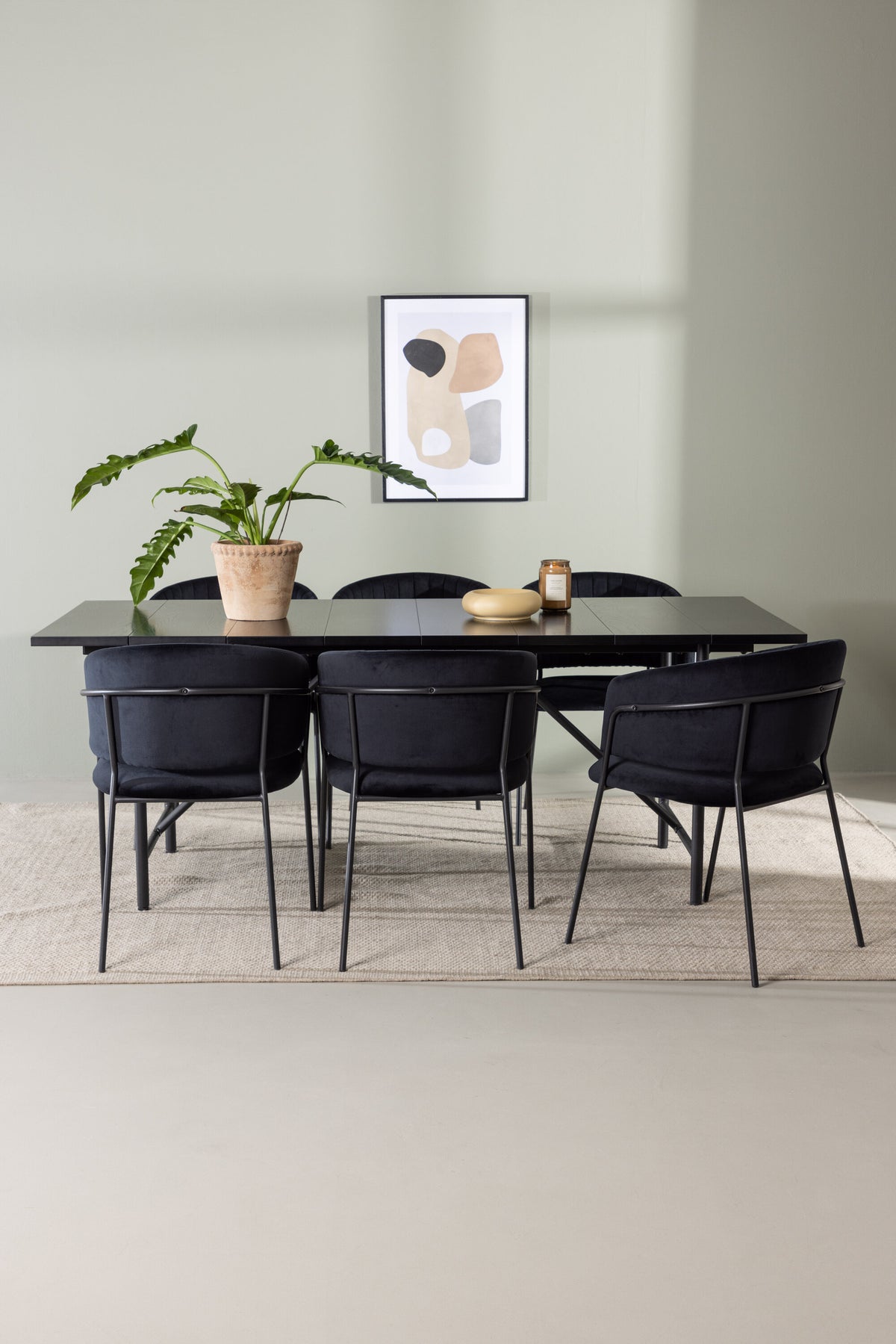 Astrid Esszimmerset + Selma 200cm/6St. in Schwarz präsentiert im Onlineshop von KAQTU Design AG. Esszimmerset ist von Venture Home