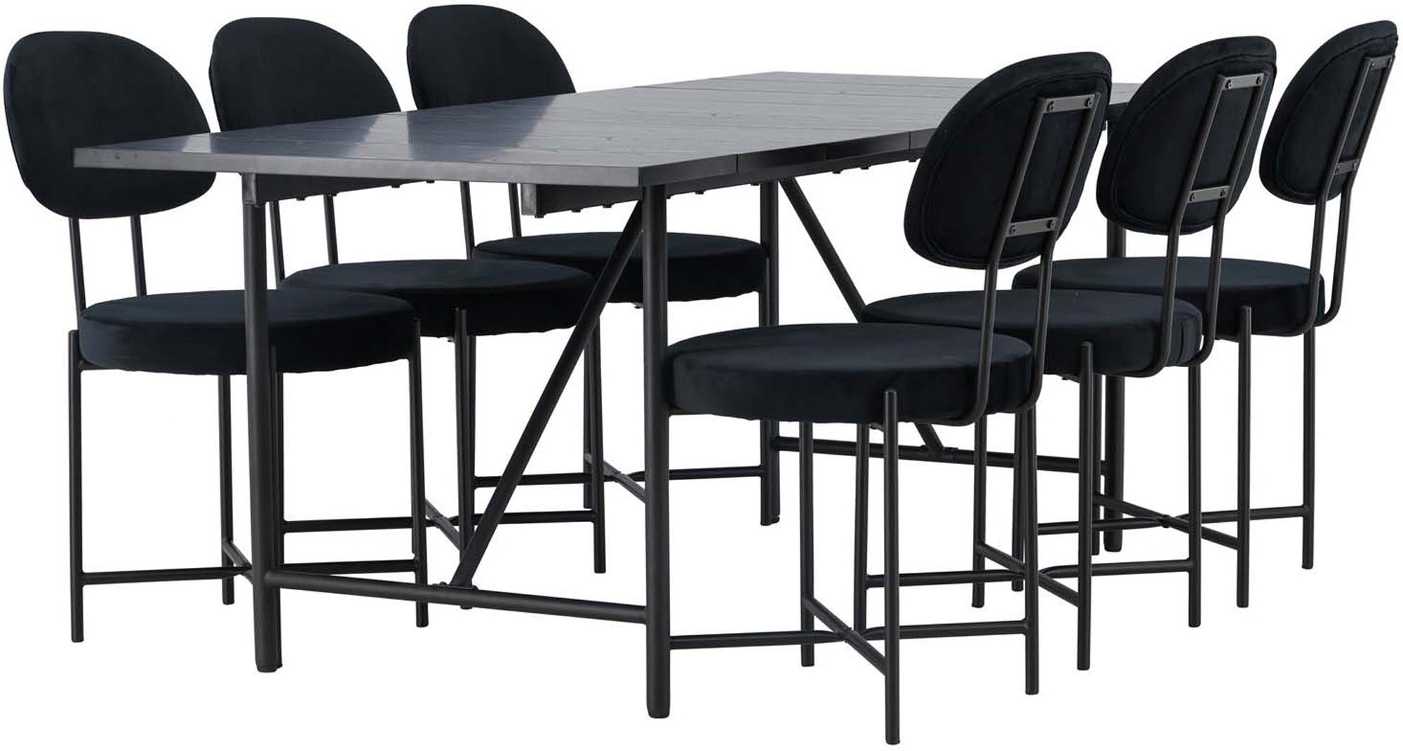 Modernes Esszimmerset Astrid mit 6 eleganten Stühlen, 200cm, von Venture Home. Ideal für gesellige Abende und stilvolle Einrichtung.