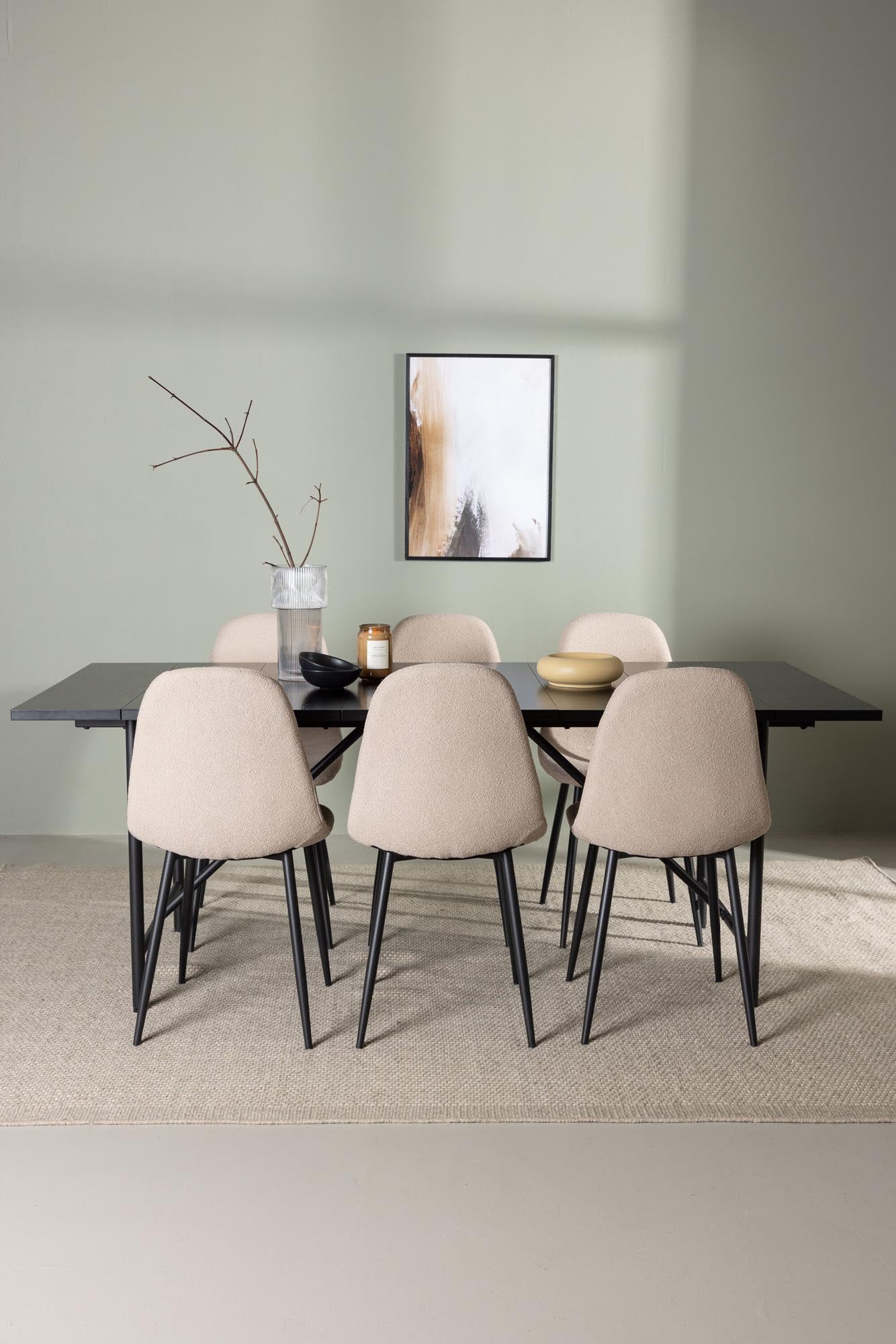 Entdecken Sie das Astrid Esszimmerset + Polar 200cm/6St. von Venture Home – modernes Design trifft auf höchsten Komfort für gesellige Abende.