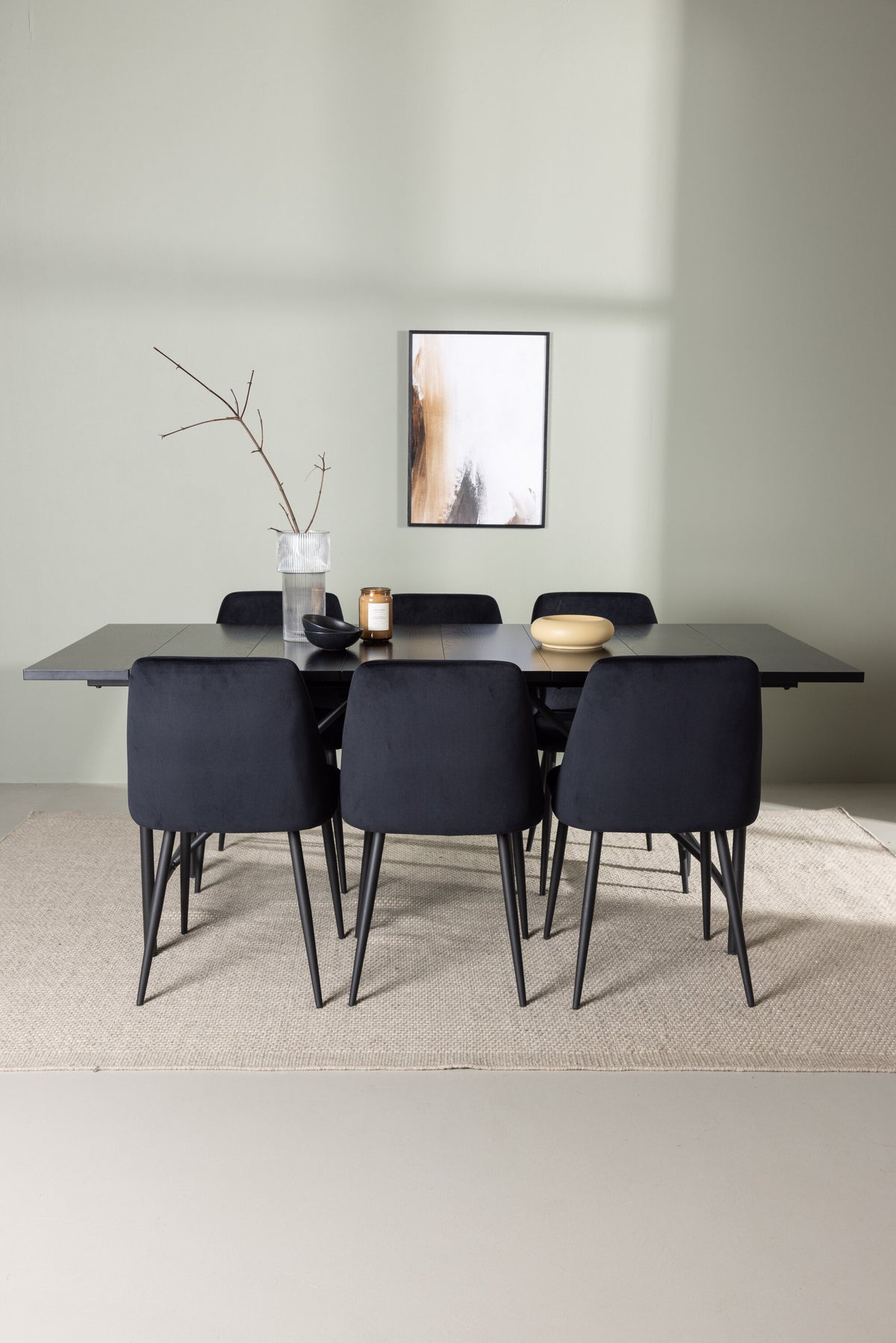 Astrid Esszimmerset + Night 200cm/6St. in Schwarz präsentiert im Onlineshop von KAQTU Design AG. Esszimmerset ist von Venture Home