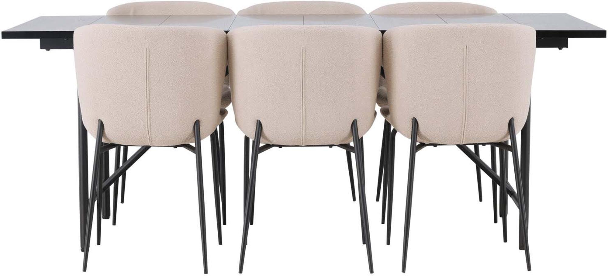 Elegantes Esszimmerset Astrid + Modesto: 200cm Tisch, 6 Stühle, skandinavisches Design, Komfort und Stil für Ihr Zuhause.