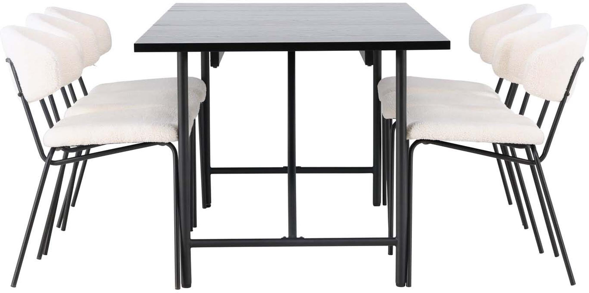 Stylisches Esszimmerset "Astrid und Chico" mit 200 cm Tisch und 6 eleganten Stühlen. Ideal für gesellige Abende und festliche Anlässe.