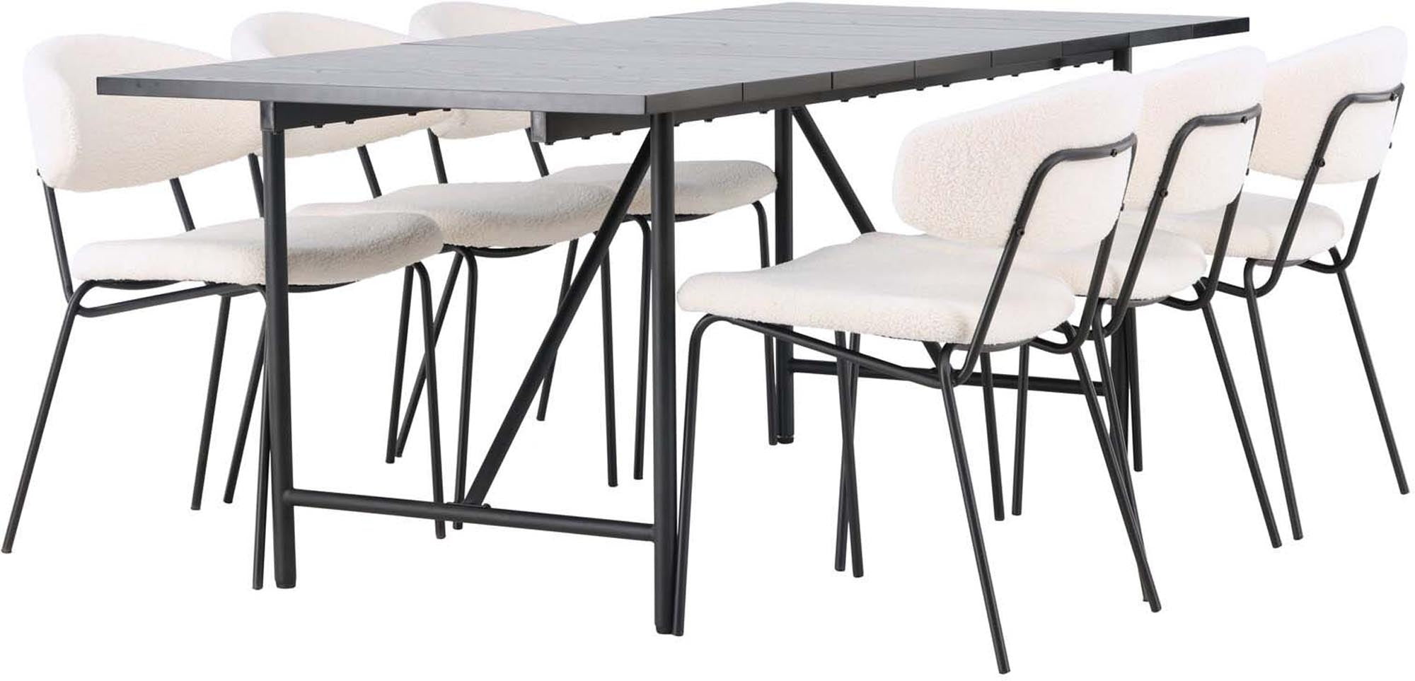 Stilvolles Esszimmerset Astrid & Chico, 200cm Tisch, 6 Stühle.