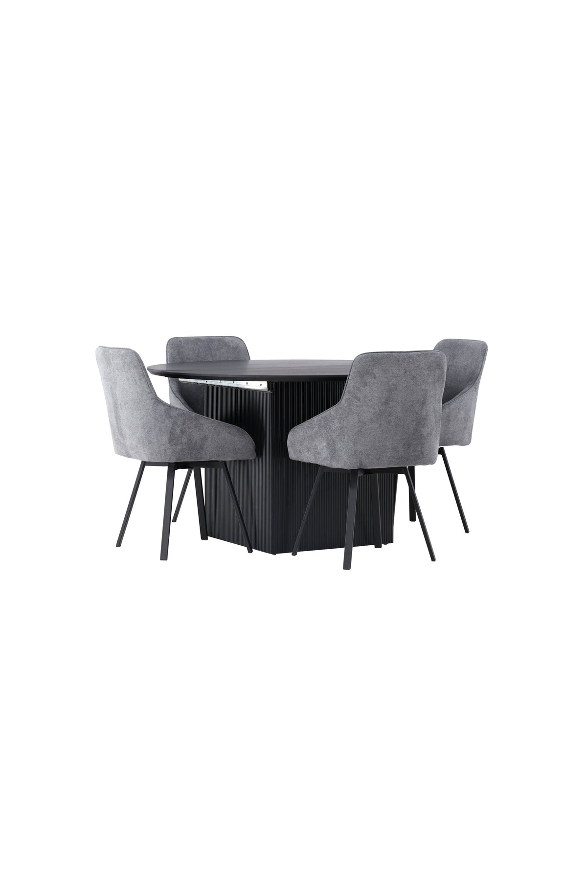 Matilda Esszimmerset + Rosie ⌀130cm/4St. in Schwarzgrau präsentiert im Onlineshop von KAQTU Design AG. Esszimmerset ist von Venture Home