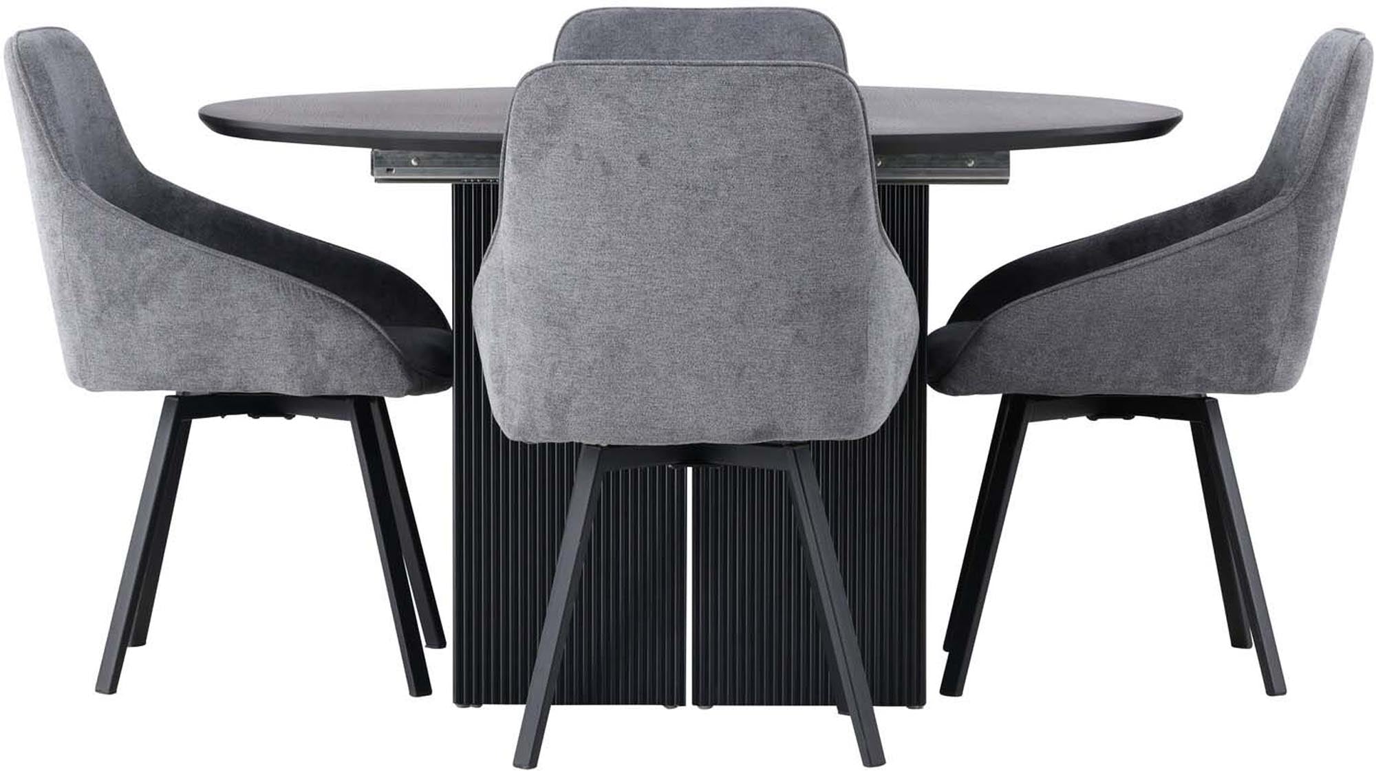 Stilvolles Matilda Esszimmerset mit rundem Rosie Tisch, 4 Stühle.