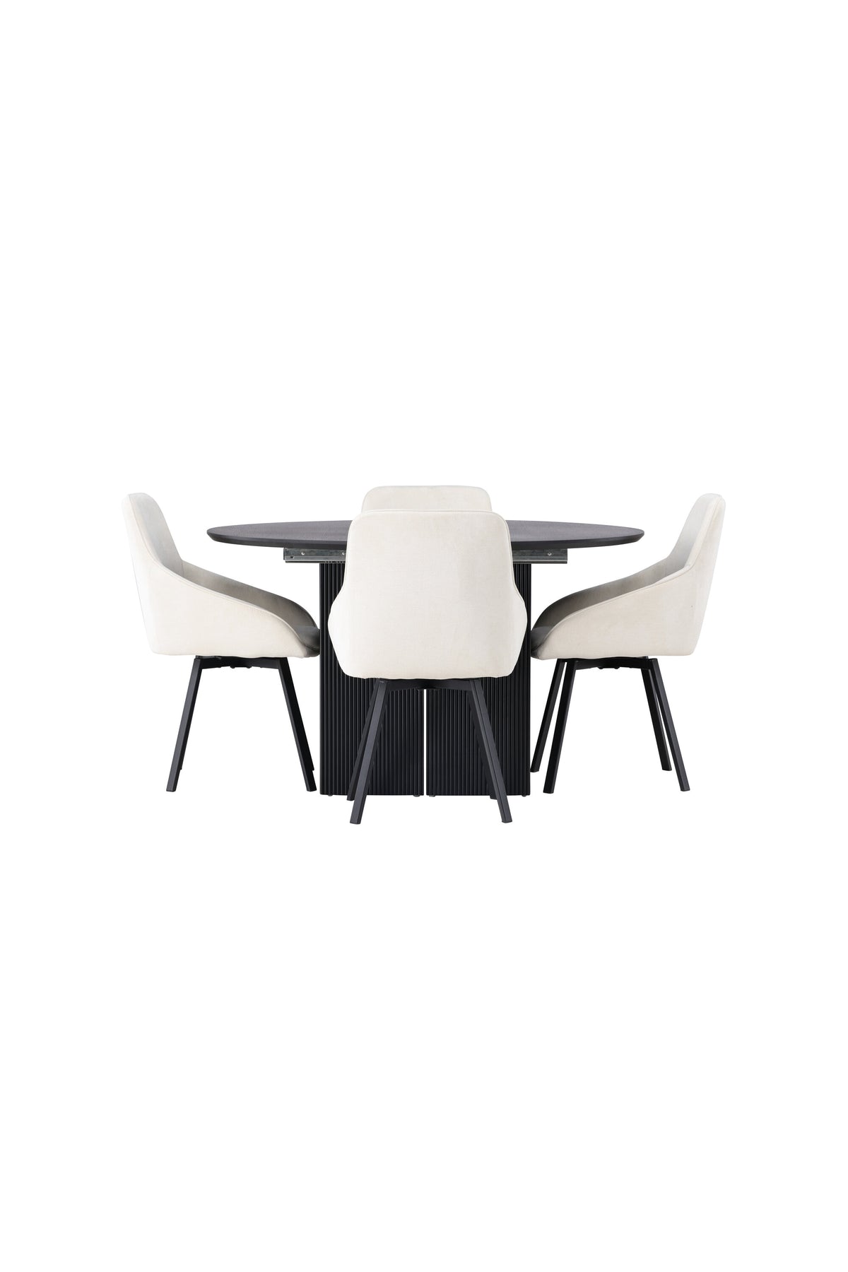 Matilda Esszimmerset + Rosie ⌀130cm/4St. in Beige, Schwarz präsentiert im Onlineshop von KAQTU Design AG. Esszimmerset ist von Venture Home
