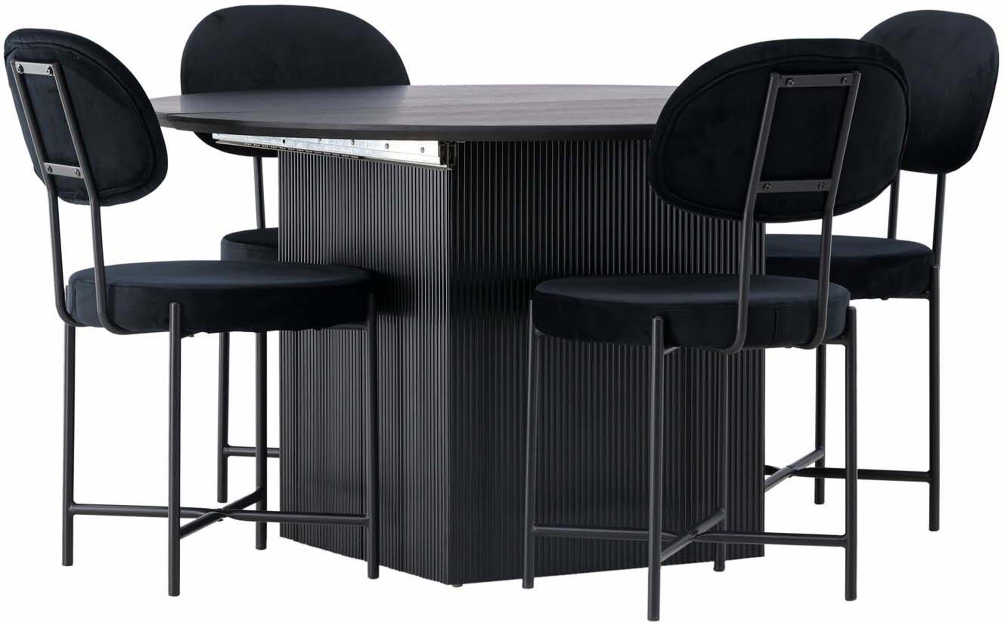 Elegantes Matilda Esszimmerset mit rundem Stella Tisch, 4 Stühle.