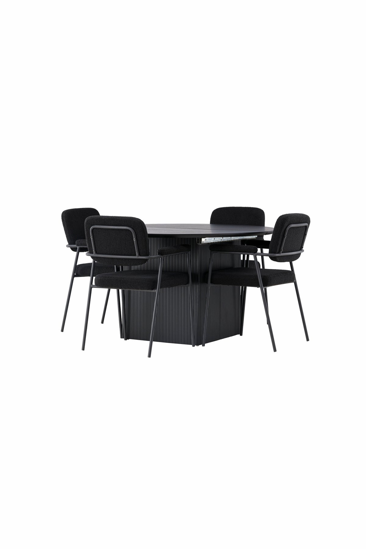 Matilda Esszimmerset + Yesterday ⌀130cm/4St. in Schwarz präsentiert im Onlineshop von KAQTU Design AG. Esszimmerset ist von Venture Home