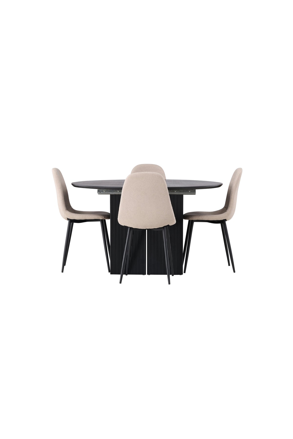 Matilda Esszimmerset + Polar ⌀130cm/4St. in Beige, Schwarz präsentiert im Onlineshop von KAQTU Design AG. Esszimmerset ist von Venture Home
