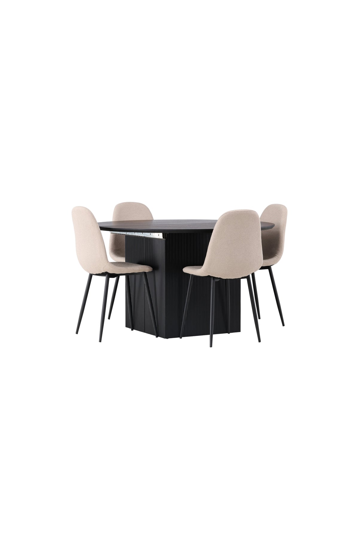 Matilda Esszimmerset + Polar ⌀130cm/4St. in Beige, Schwarz präsentiert im Onlineshop von KAQTU Design AG. Esszimmerset ist von Venture Home