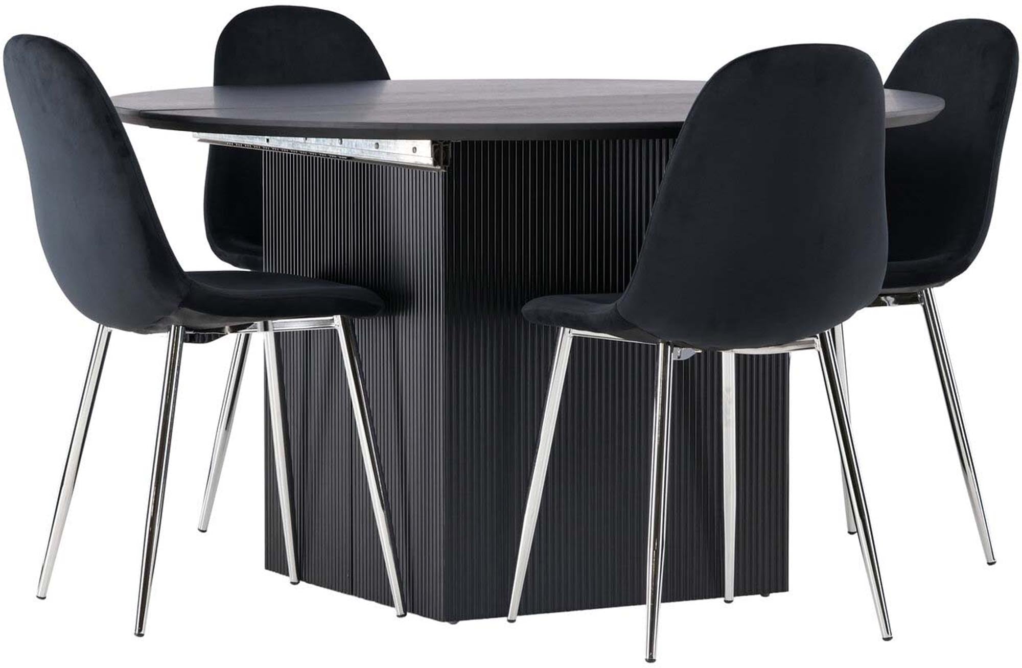 Stilvolles Matilda Esszimmerset: Polar Tisch 130cm mit 4 Stühlen.