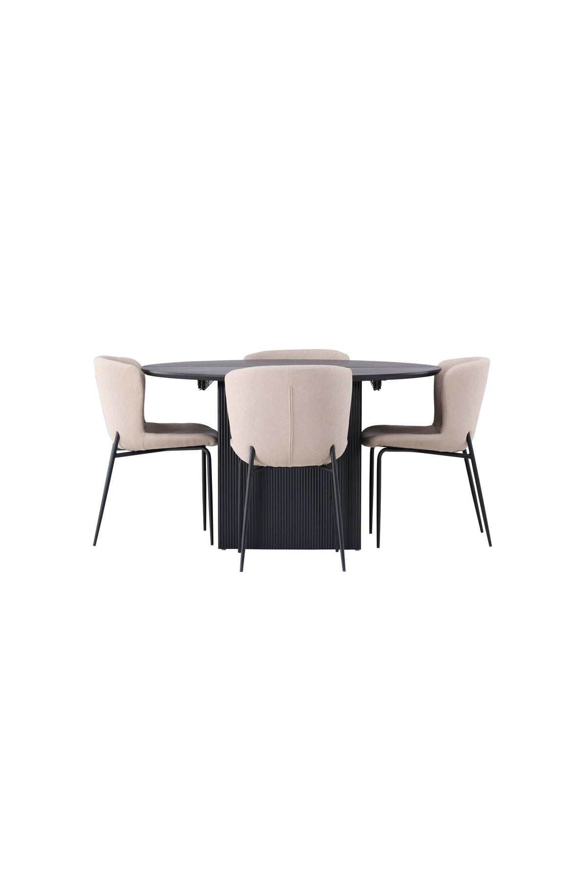 Matilda Esszimmerset + Modesto ⌀130cm/4St. in Beige, Schwarz präsentiert im Onlineshop von KAQTU Design AG. Esszimmerset ist von Venture Home