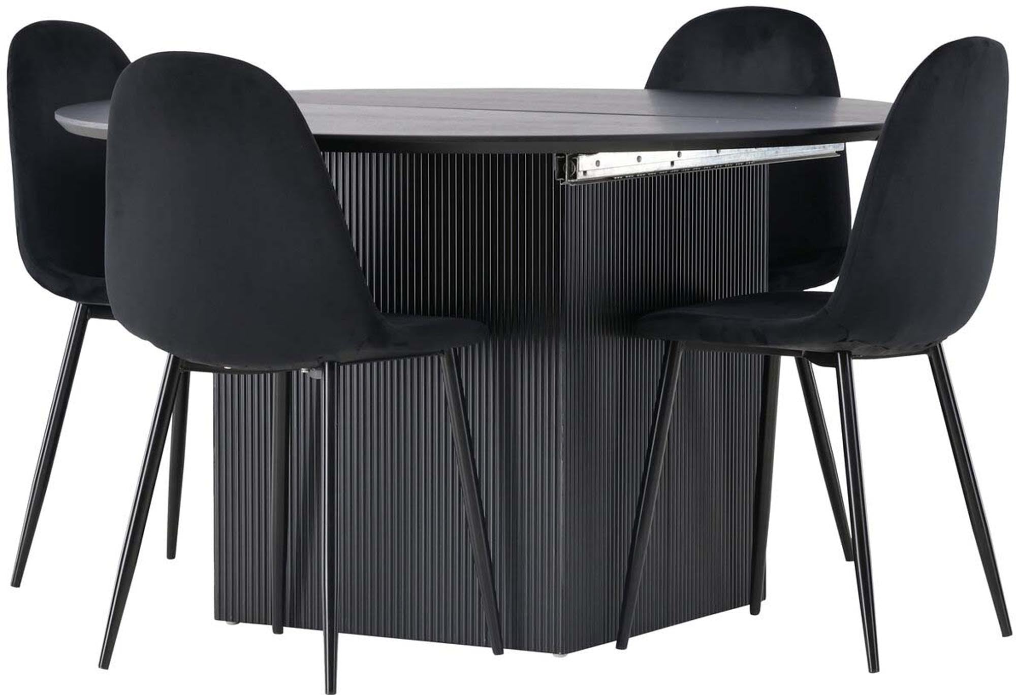 Modernes Matilda Esszimmerset: Polar Tisch 130cm mit 4 Stühlen.