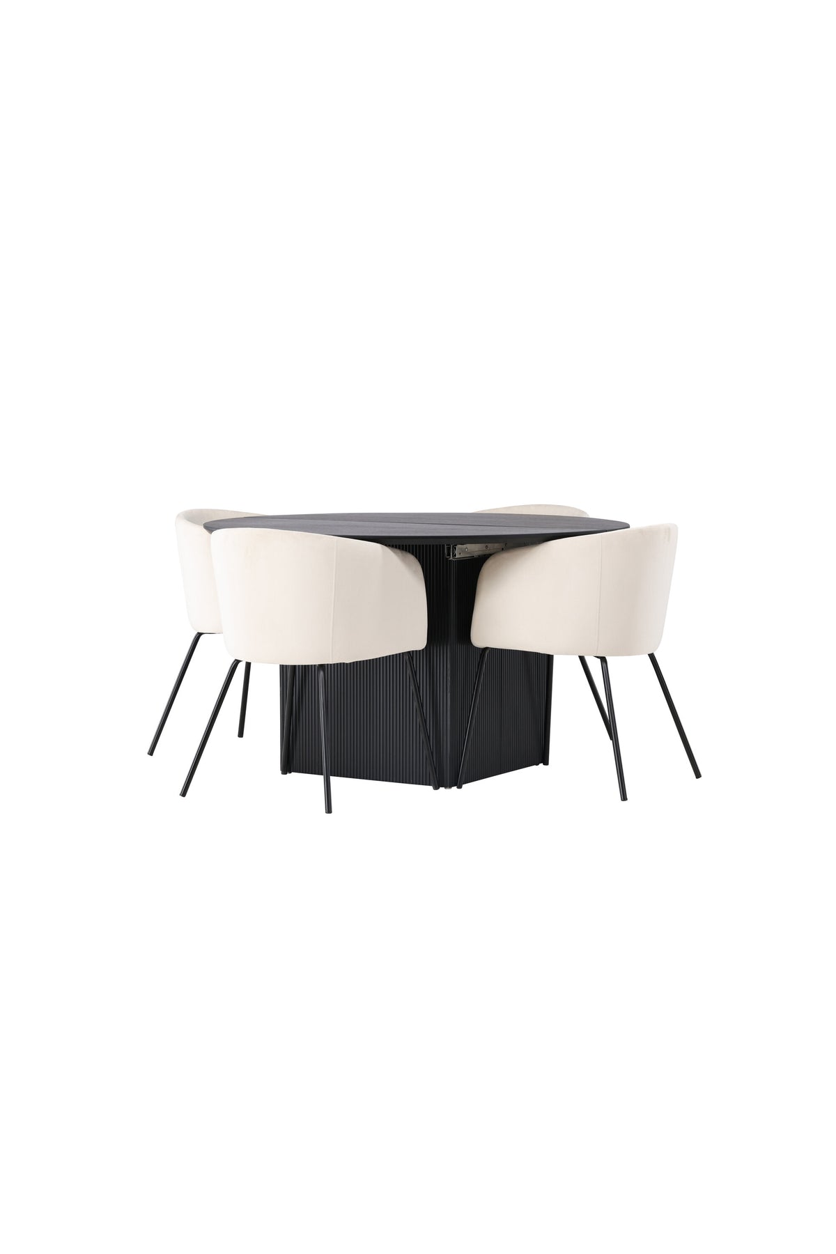 Matilda Esszimmerset + Berit ⌀130cm/4St. in Beige, Schwarz präsentiert im Onlineshop von KAQTU Design AG. Esszimmerset ist von Venture Home