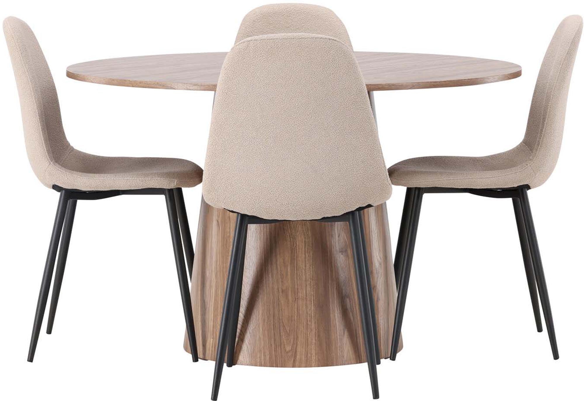 Erleben Sie das elegante Lanzo Esszimmerset + Polar ⌀120cm/4St. von Venture Home – perfekte Kombination aus modernem Stil und gemütlichem Sitzkomfort.