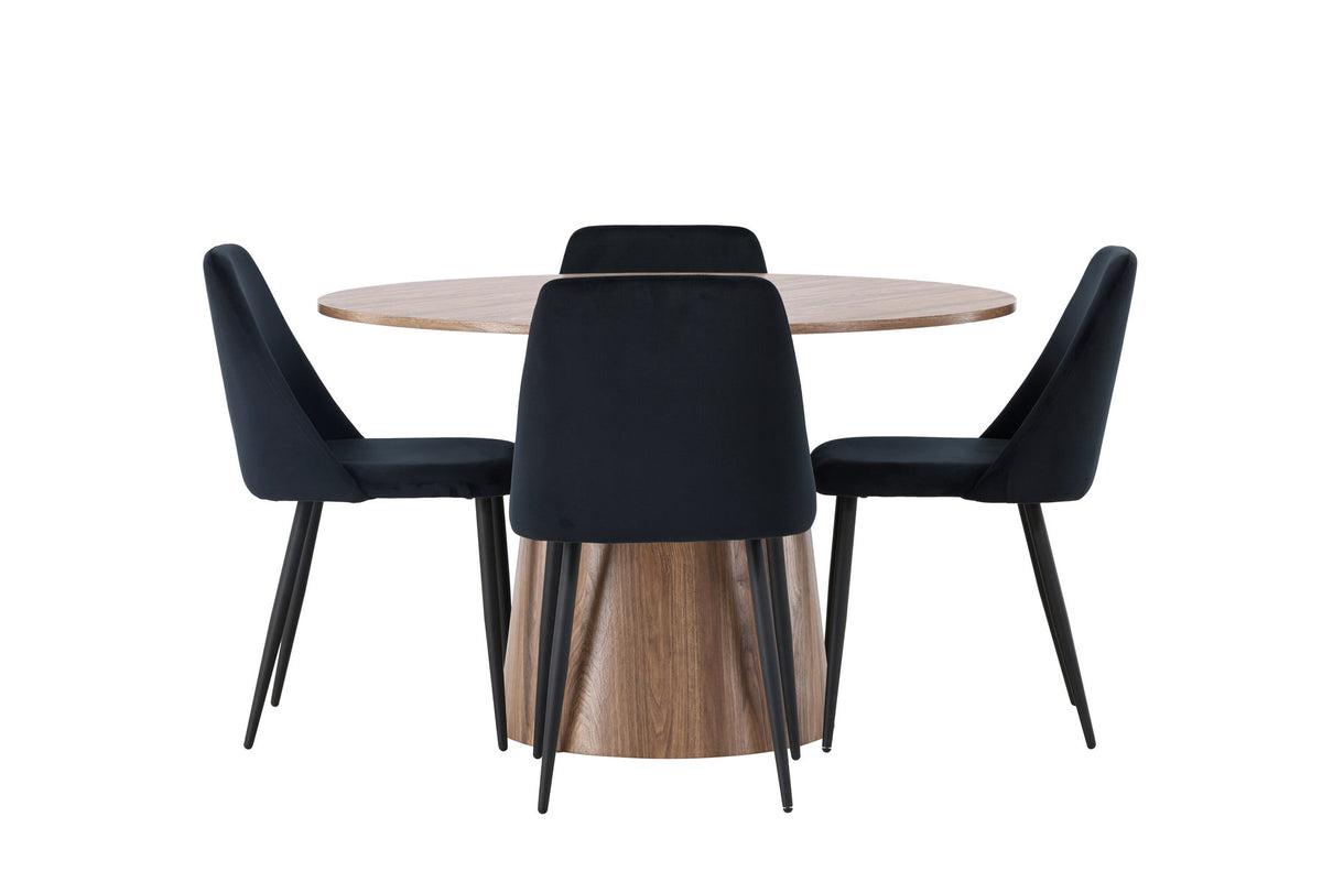 Lanzo Esszimmerset + Night ⌀120cm/4St. in Natur / Schwarz präsentiert im Onlineshop von KAQTU Design AG. Esszimmerset ist von Venture Home