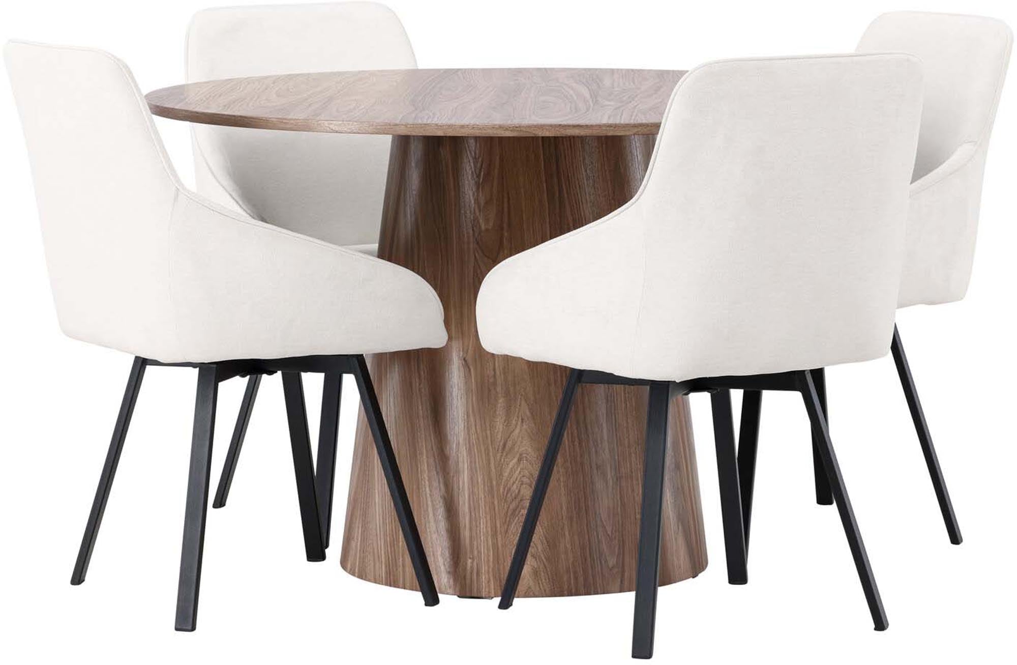 Elegantes Esszimmerset Lanzo + Rosie: Hochwertiger runder Tisch und bequeme Stühle für unvergessliche Momente mit Familie und Freunden.