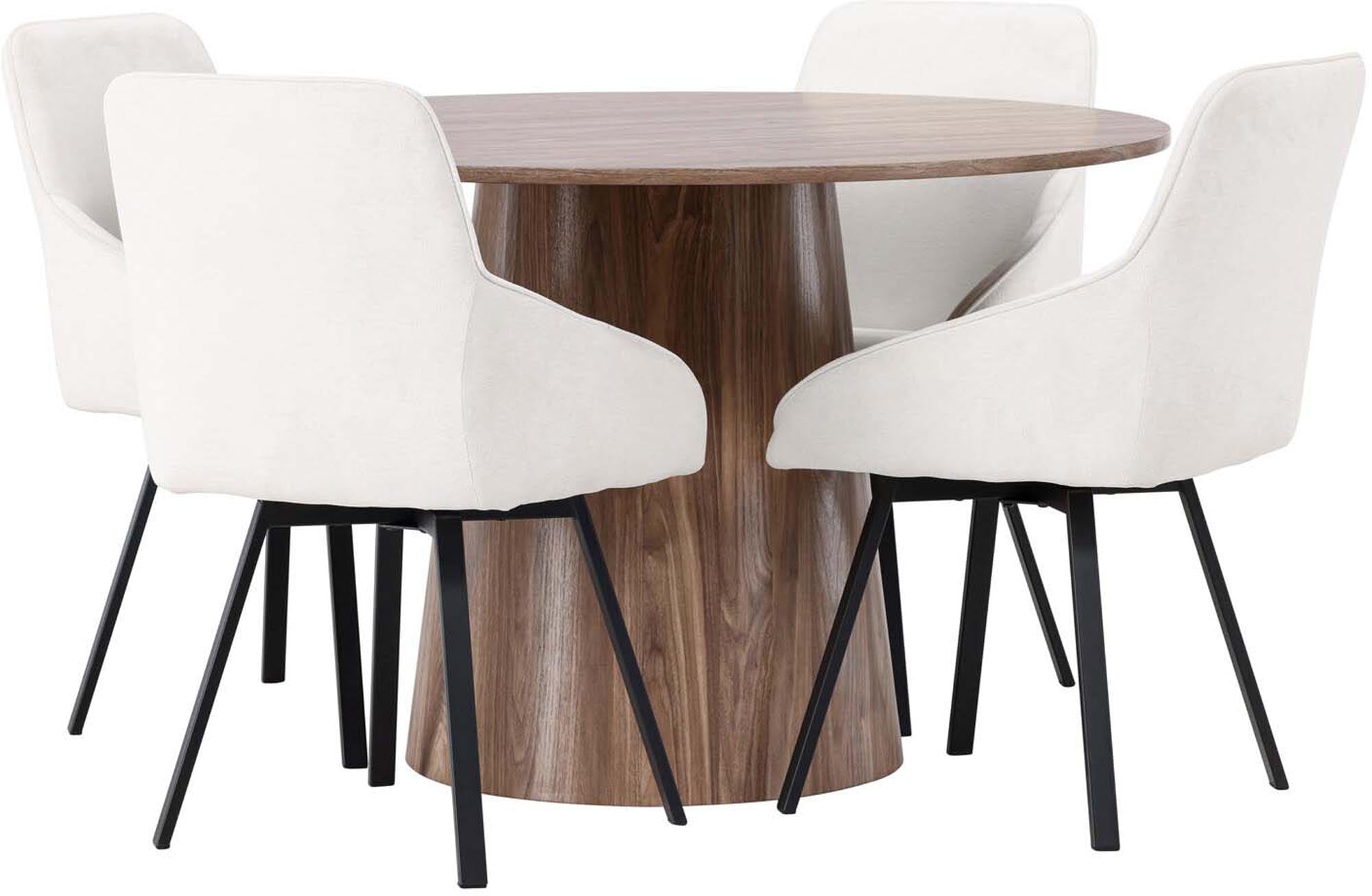 Elegantes Esszimmerset Lanzo + Rosie: Hochwertiger runder Tisch und stilvolle Stühle für gesellige Runden und unvergessliche Momente.