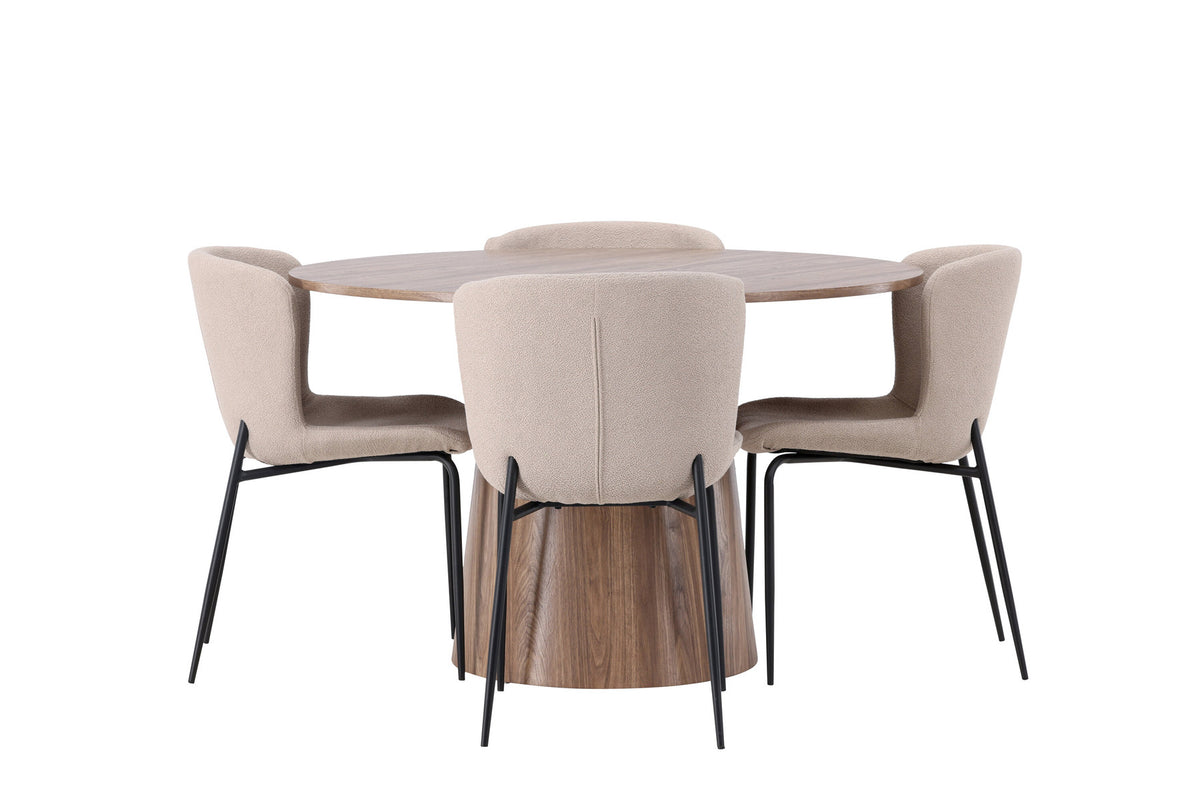 Lanzo Esszimmerset + Modesto ⌀120cm/4St. in Beige / Schwarz präsentiert im Onlineshop von KAQTU Design AG. Esszimmerset ist von Venture Home
