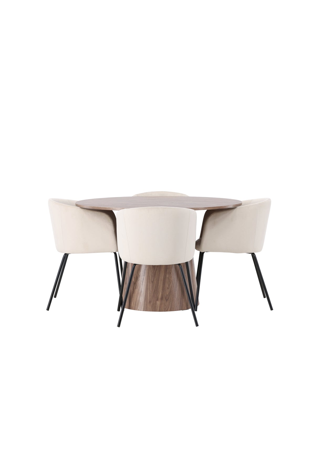 Lanzo Esszimmerset + Berit ⌀120cm/4St. in Beige / Schwarz präsentiert im Onlineshop von KAQTU Design AG. Esszimmerset ist von Venture Home