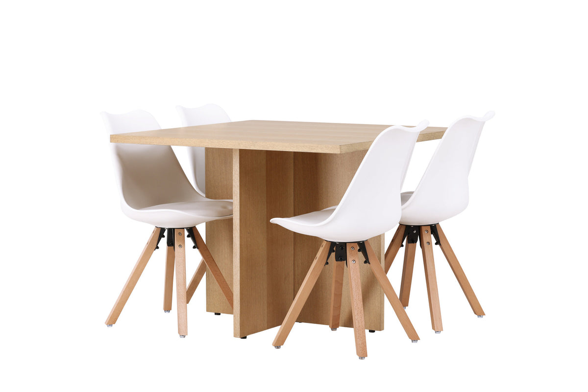 Leo Esszimmerset + Zeno 100cm/4St. in Natur, Weiss präsentiert im Onlineshop von KAQTU Design AG. Esszimmerset ist von Venture Home