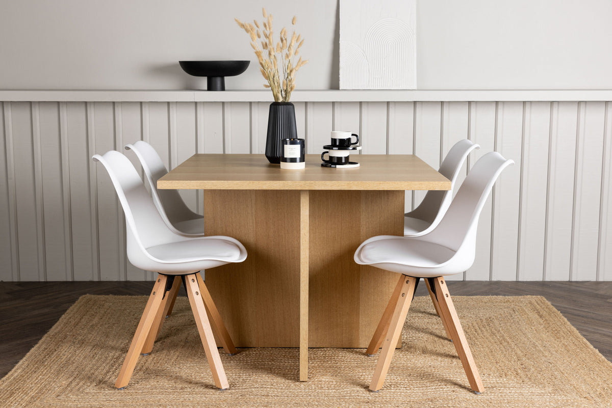 Leo Esszimmerset + Zeno 100cm/4St. in Natur, Weiss präsentiert im Onlineshop von KAQTU Design AG. Esszimmerset ist von Venture Home