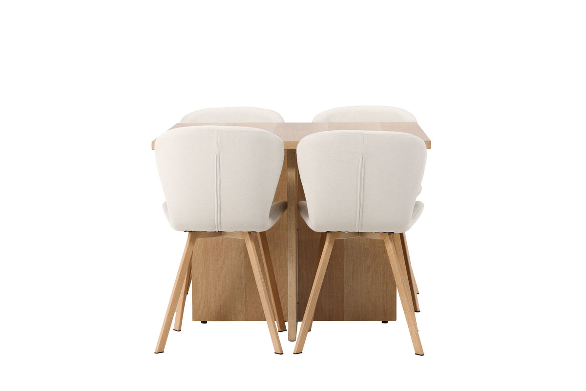 Leo Esszimmerset + Lilja 100cm/4St. in Beige, Natur präsentiert im Onlineshop von KAQTU Design AG. Esszimmerset ist von Venture Home