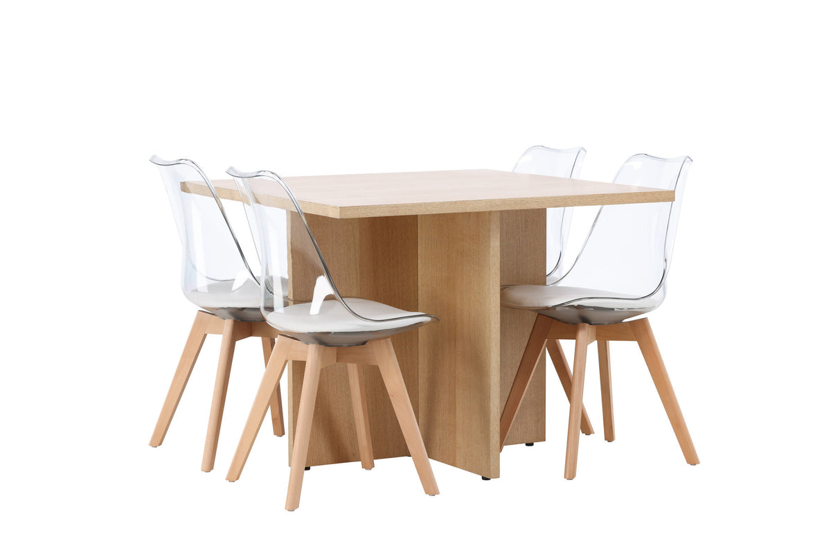 Leo Esszimmerset + Edvin 100cm/4St. in Natur,Transparent,Weiss präsentiert im Onlineshop von KAQTU Design AG. Esszimmerset ist von Venture Home