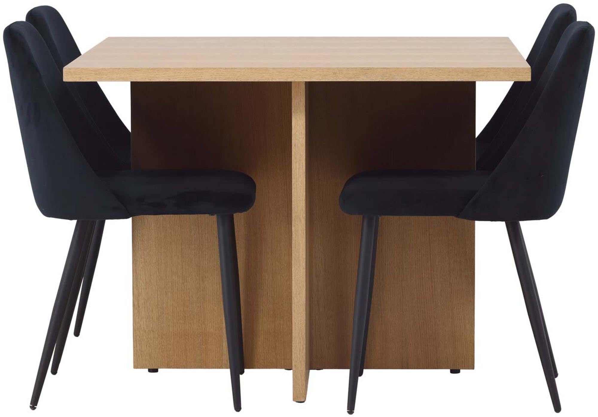 Entdecken Sie das Leo Esszimmerset von Venture Home: ein stilvolles Set mit 4 eleganten Stühlen, das jedem Essbereich einen modernen Akzent verleiht.