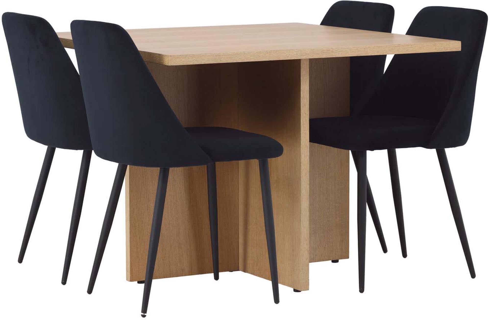 Entdecken Sie das Leo Esszimmerset von Venture Home: Ein elegantes Set mit 4 Stühlen, das modernes Design und Funktionalität vereint.