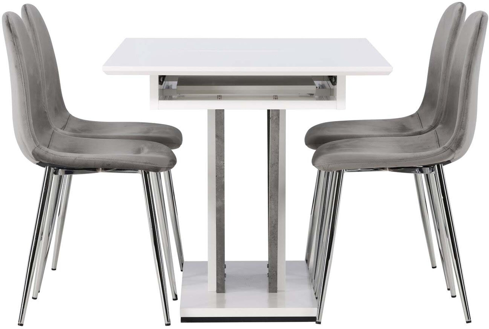 Venture Home Disa Set: Ausziehbarer Tisch mit 4 eleganten Stühlen.