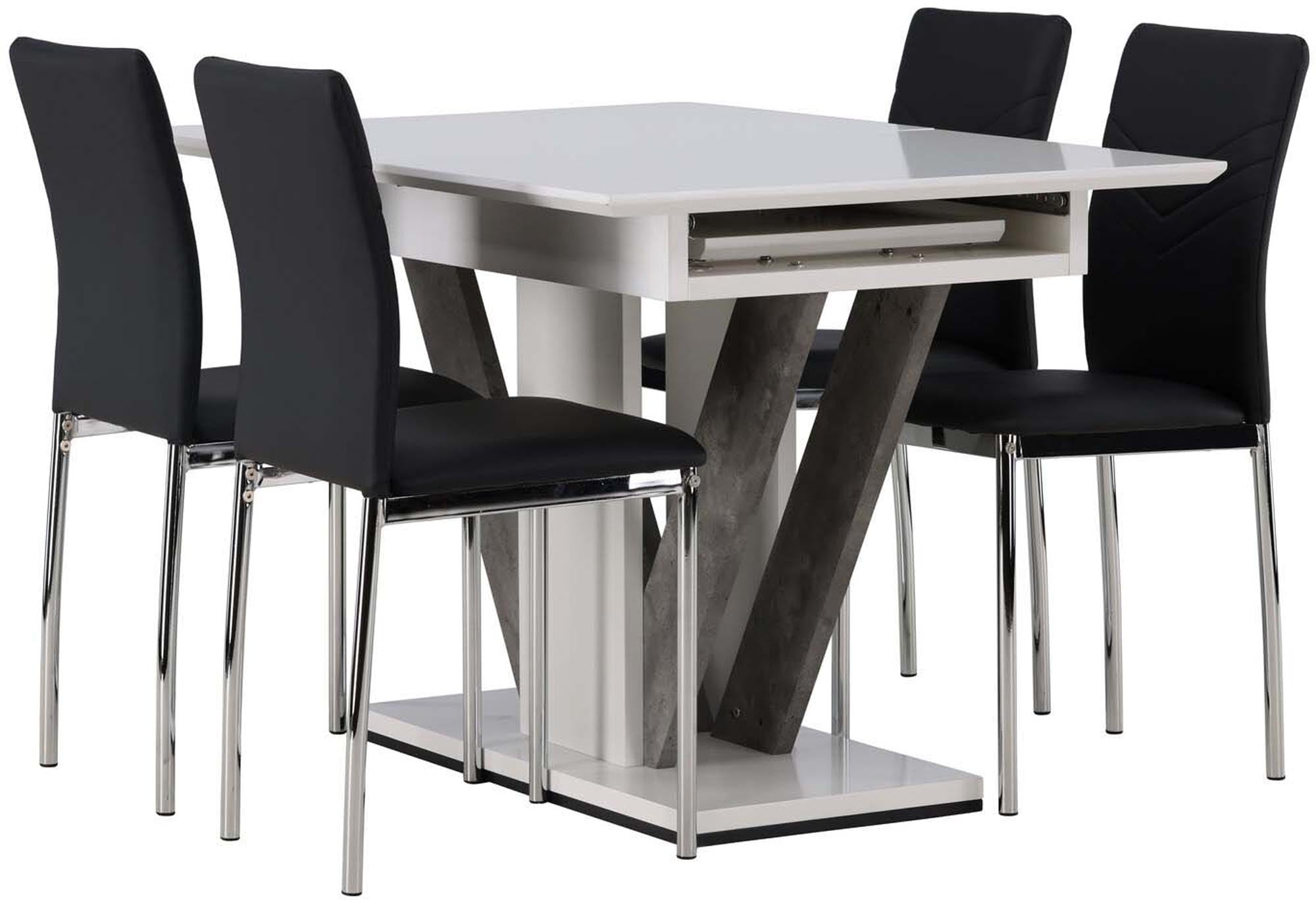 Venture Home Disa Set: Ausziehbarer Tisch & 4 Lily Stühle, 120cm.