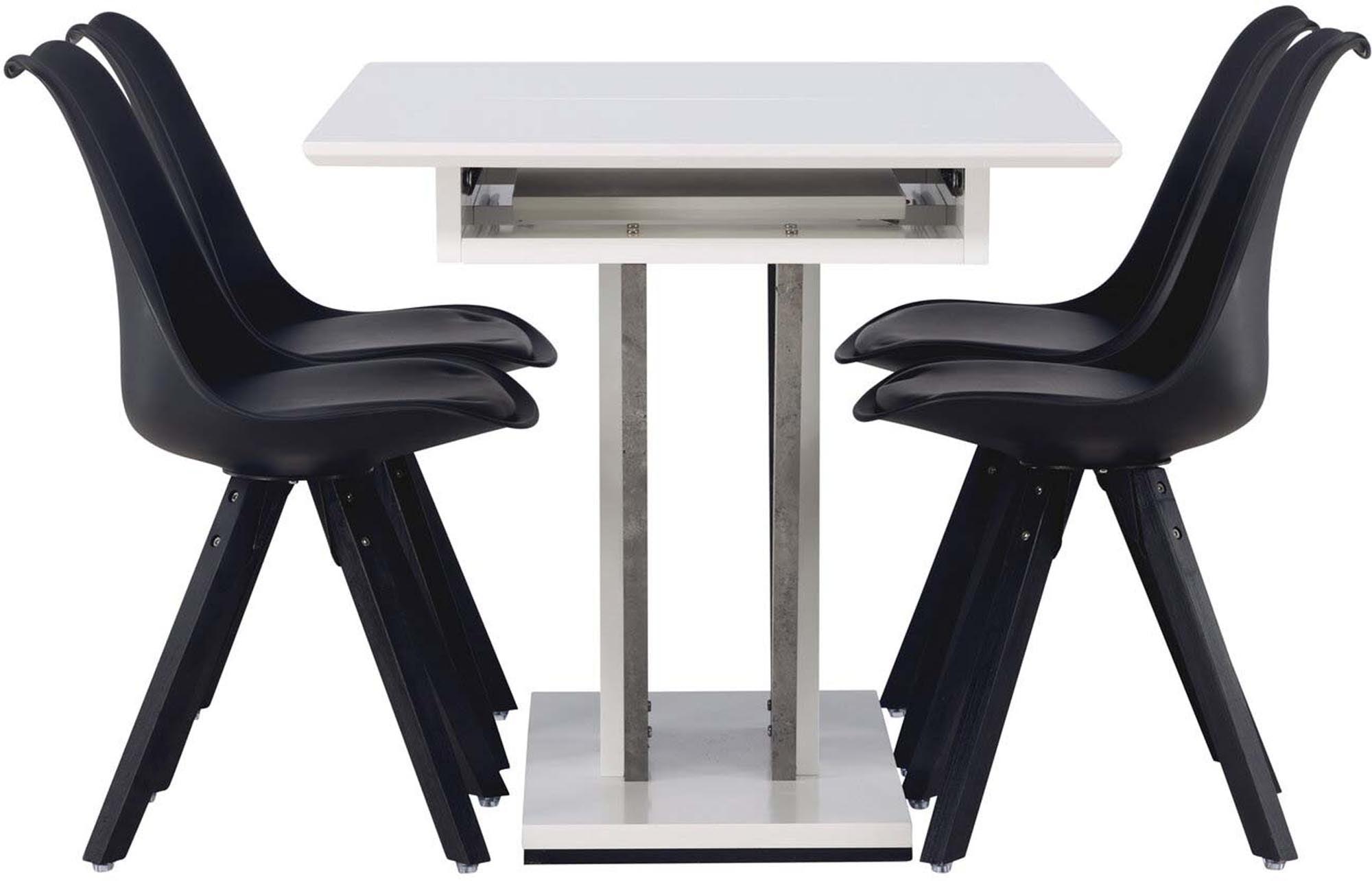 Elegantes Disa Esszimmerset mit ausziehbarem Tisch und komfortablen Zeno-Stühlen. Perfekt für stilvolle Dinner und gesellige Zusammenkünfte.