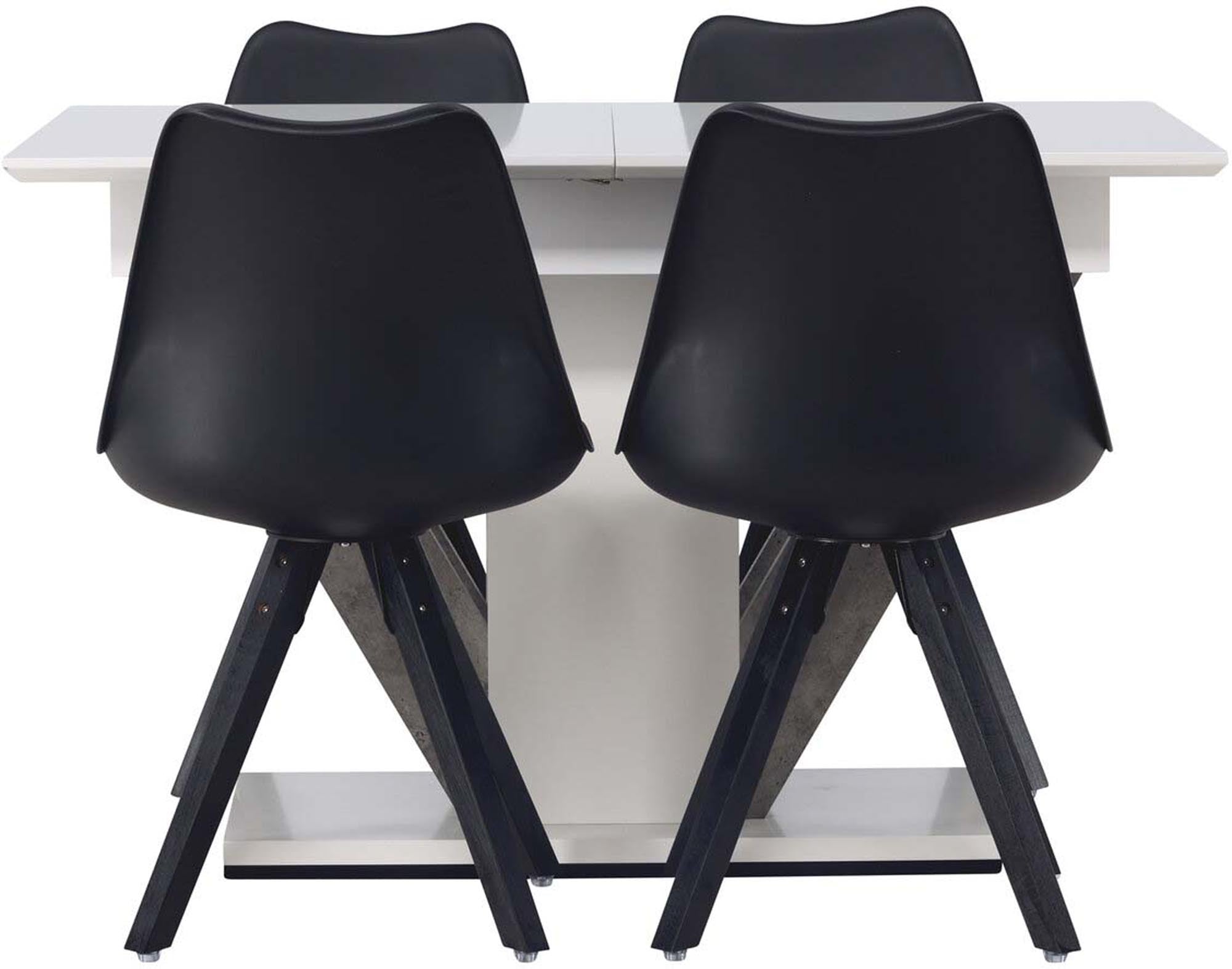 Elegantes Disa Esszimmerset: Ausziehbarer Tisch mit 4 Zeno Stühlen.