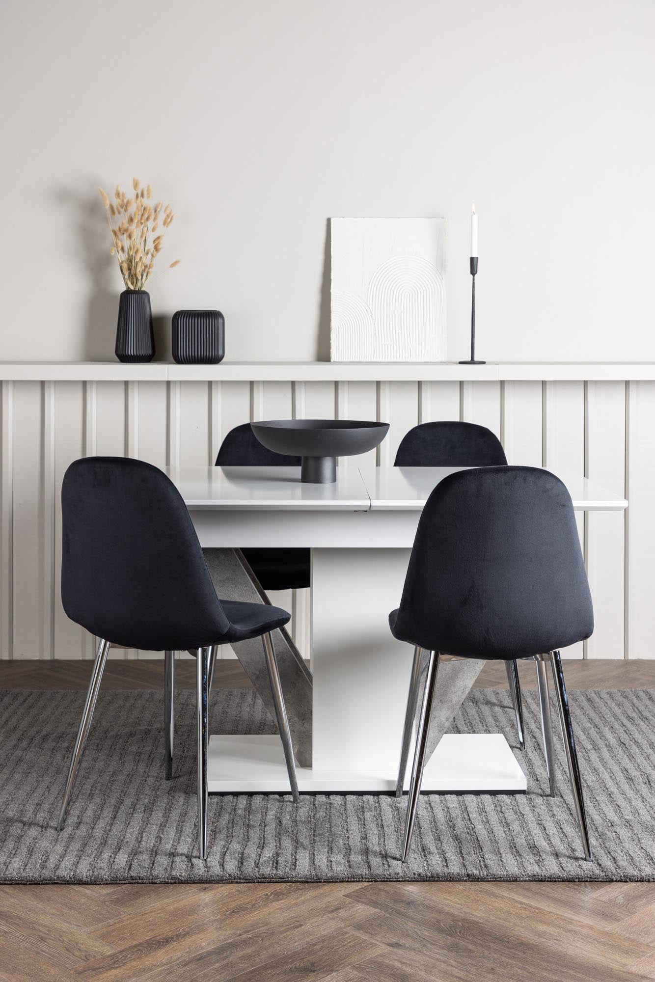 Elegantes Disa Esszimmerset, ausziehbar, 120cm, 4 Stühle, modern.