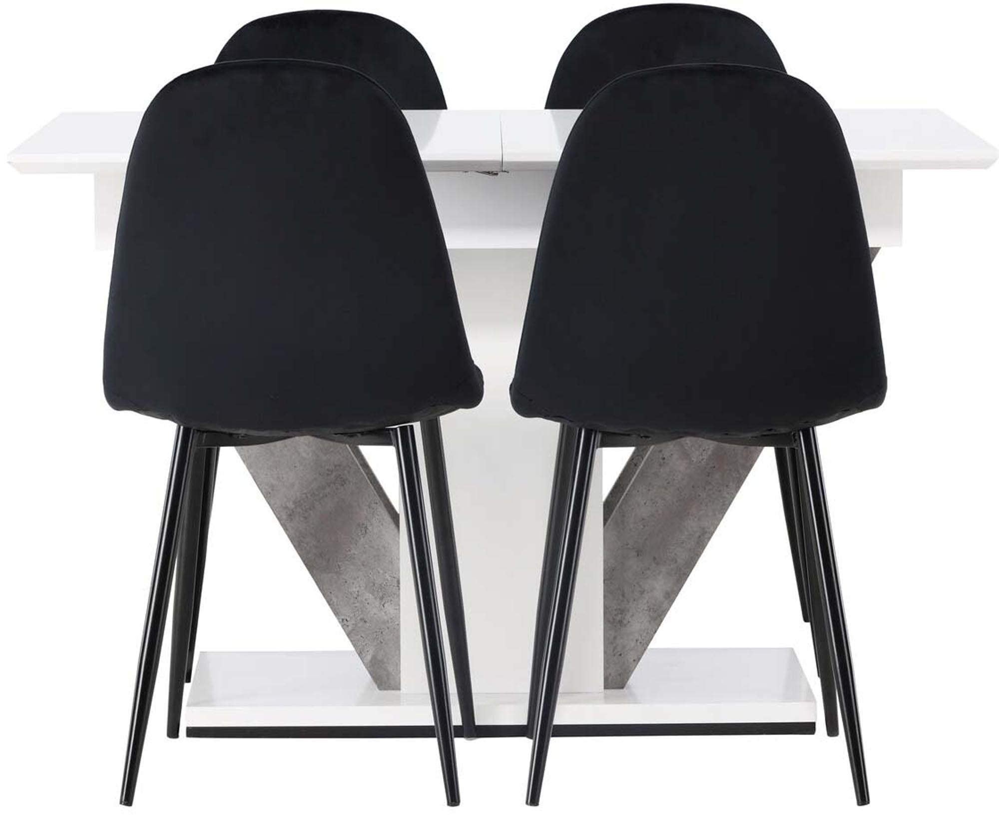 Elegantes Disa Esszimmerset: Ausziehbarer Tisch, 4 Polar-Stühle, stilvoll und funktional für Ihr Zuhause.