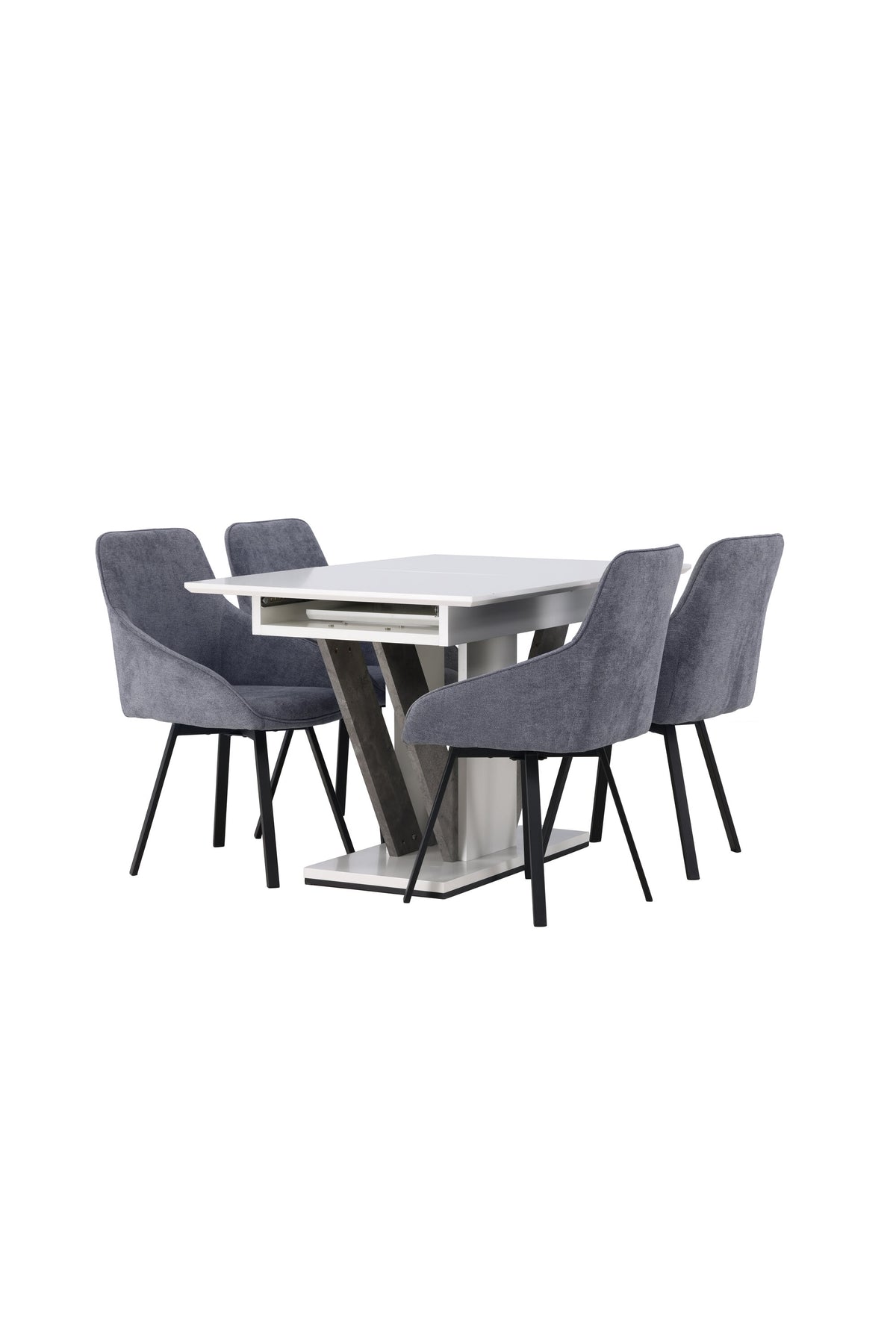Esszimmer Set Disa mit Stühlen Rosie in Weiss/Schwarz/Grau präsentiert im Onlineshop von KAQTU Design AG. Esszimmerset ist von Venture Home