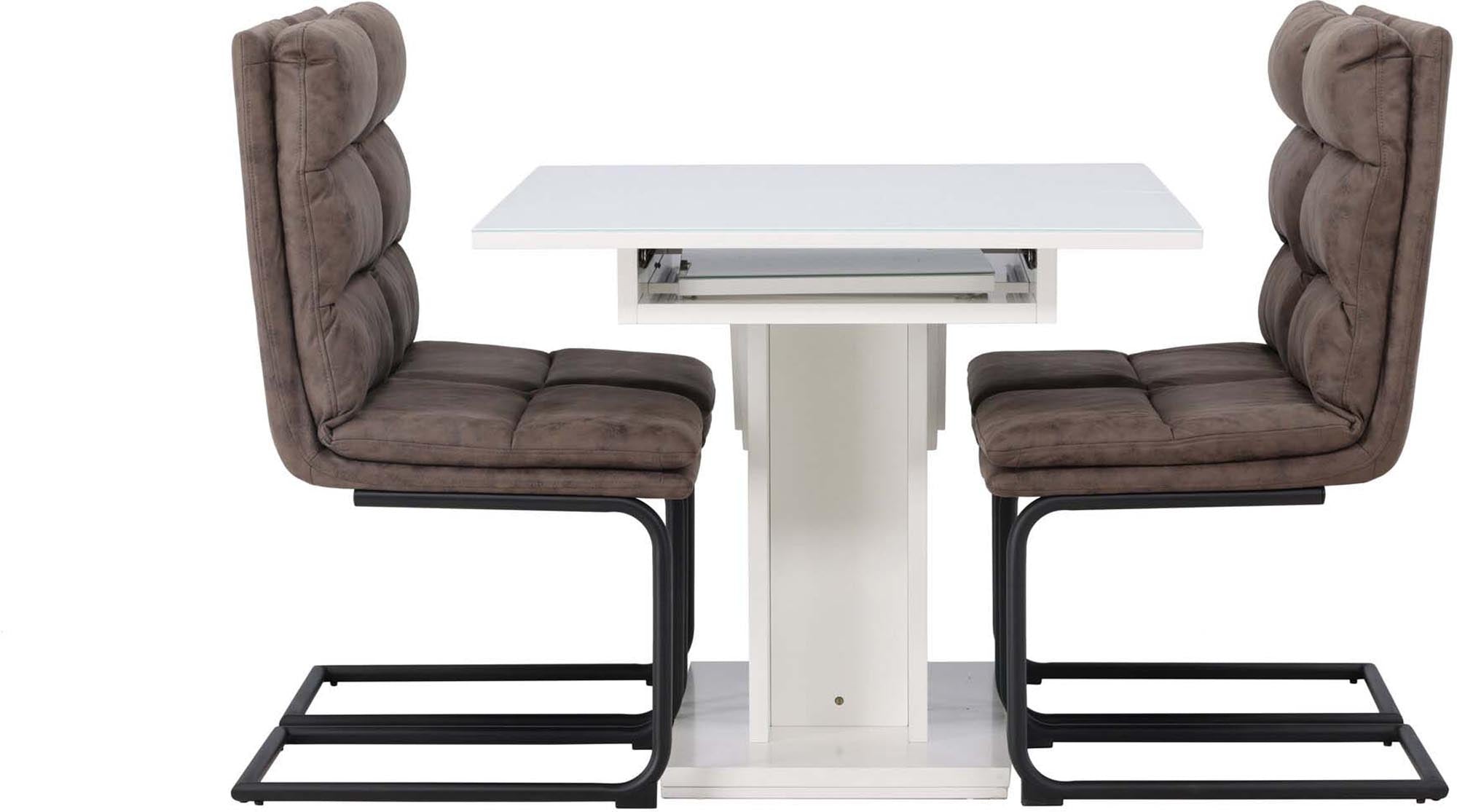 Pluto Esszimmerset: Ausziehbarer Esstisch und stilvolle Zizo-Stühle. Ideal für gesellige Runden und unvergessliche Mahlzeiten in modernem Design.