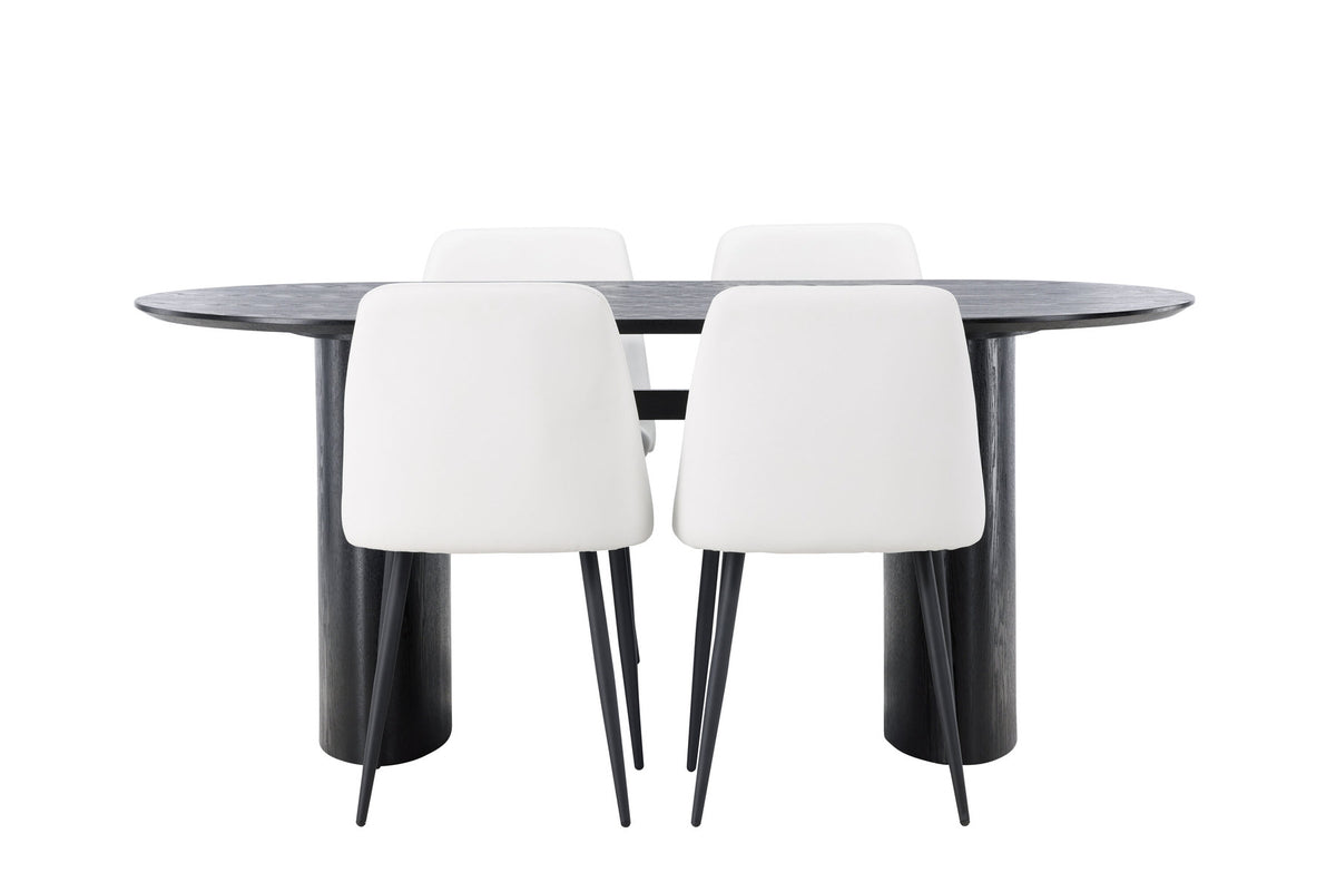 Isolde Esszimmerset + Night 180cm/4St. in Schwarz-Weiss präsentiert im Onlineshop von KAQTU Design AG. Esszimmerset ist von Venture Home