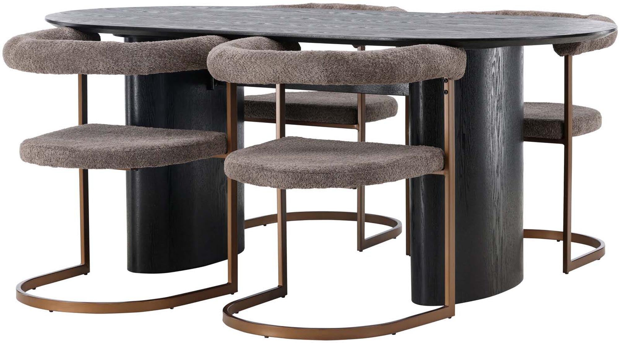 Stilvolles Isolde Esszimmerset mit ovalem Tisch und komfortablen Stühlen. Ideal für gesellige Abende und moderne Einrichtung.