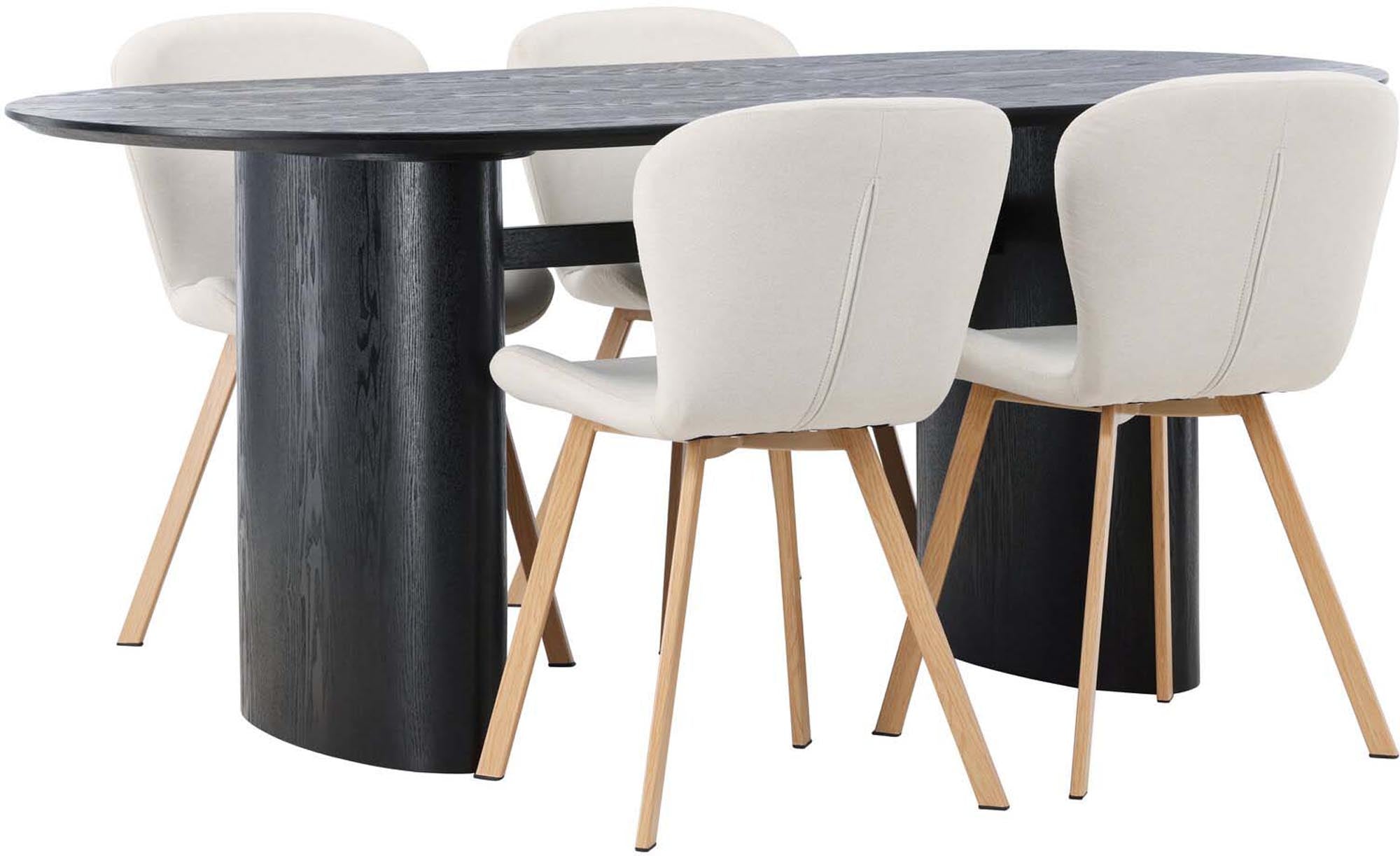 Stilvolles Isolde Esszimmerset mit Lilja Tisch, 180cm, 4 Stühle.