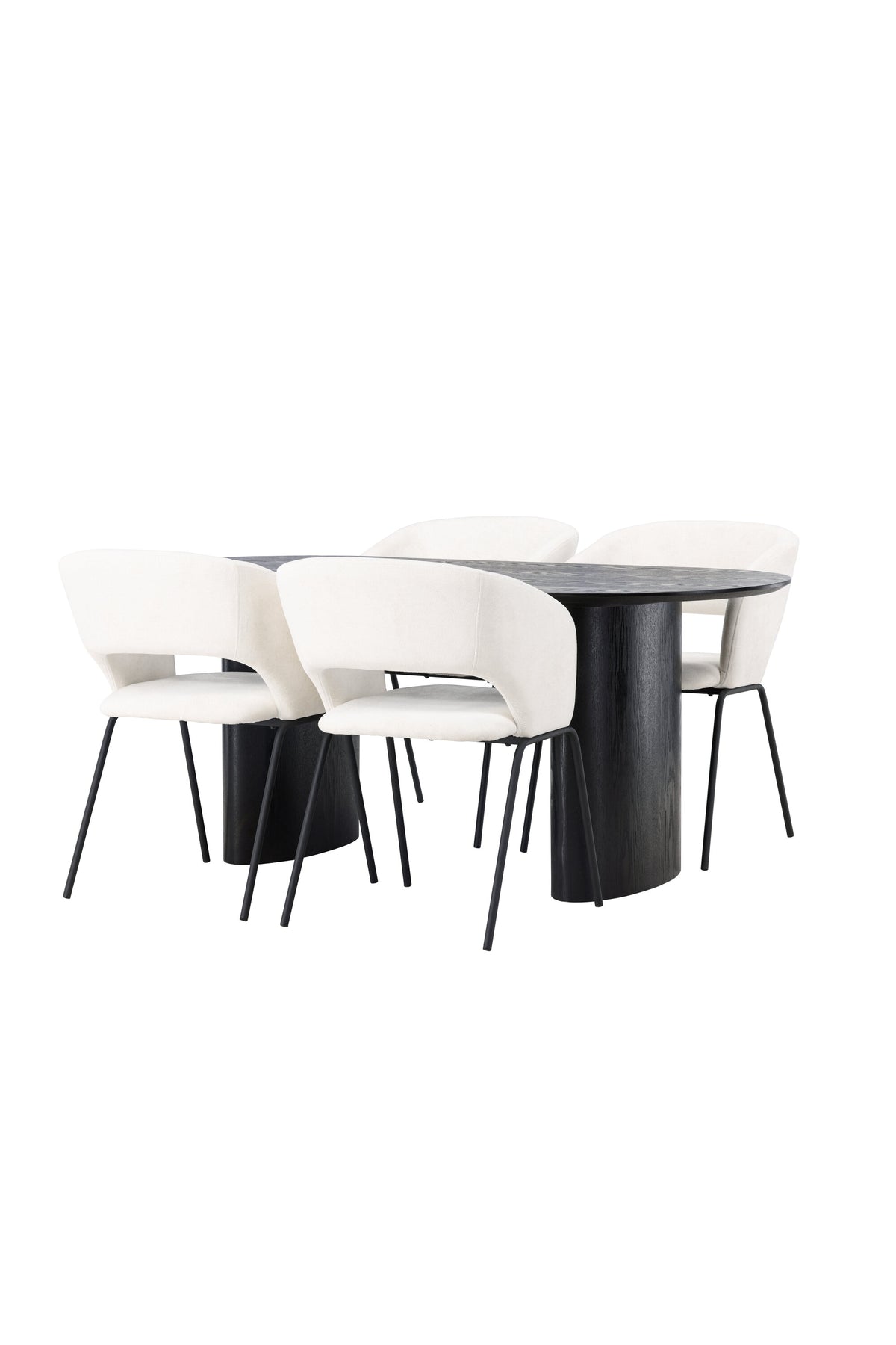 Isolde Esszimmerset + Day 180cm/4St. in Schwarz / gebrochenes Weiss präsentiert im Onlineshop von KAQTU Design AG. Esszimmerset ist von Venture Home